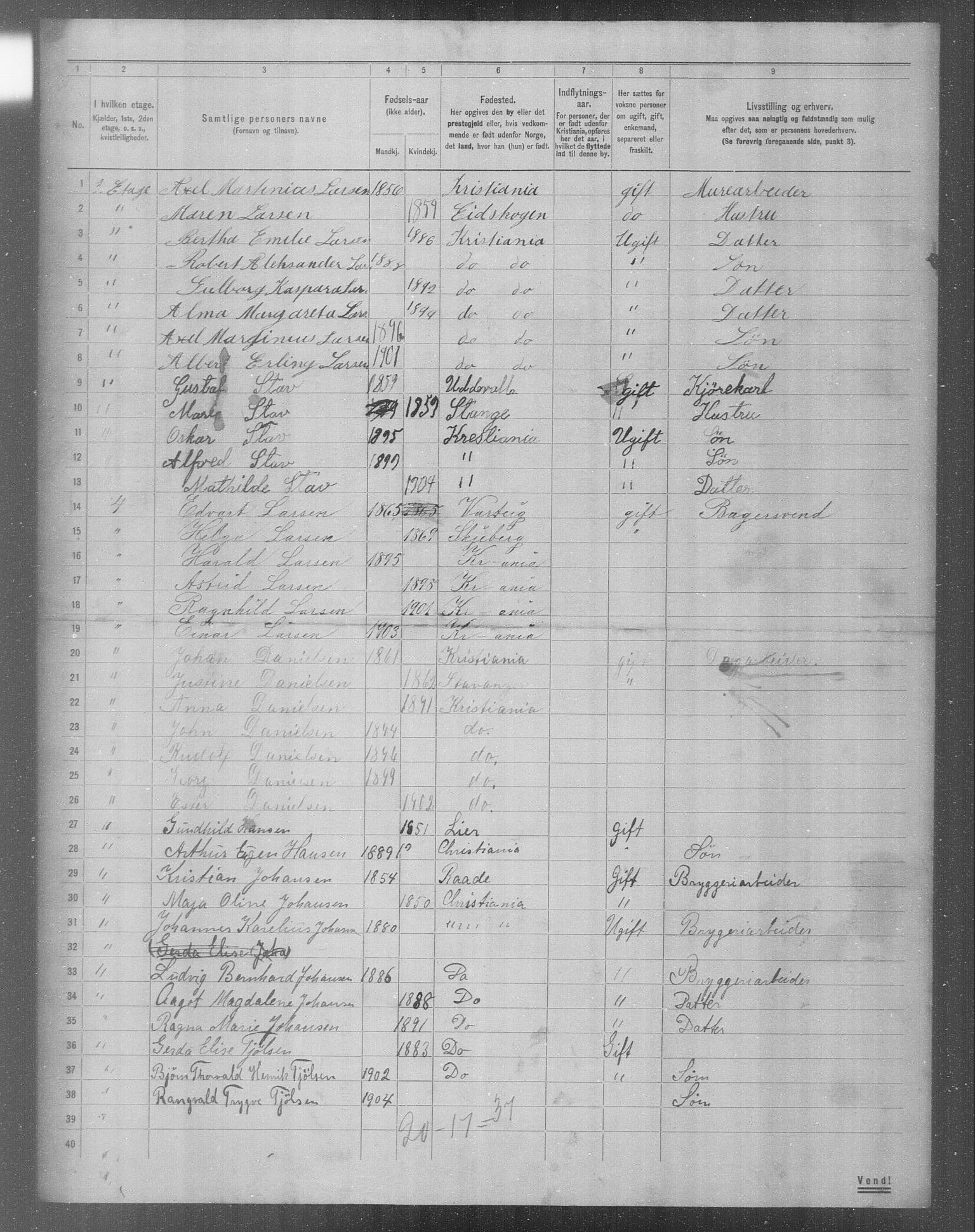 OBA, Municipal Census 1904 for Kristiania, 1904, p. 7685