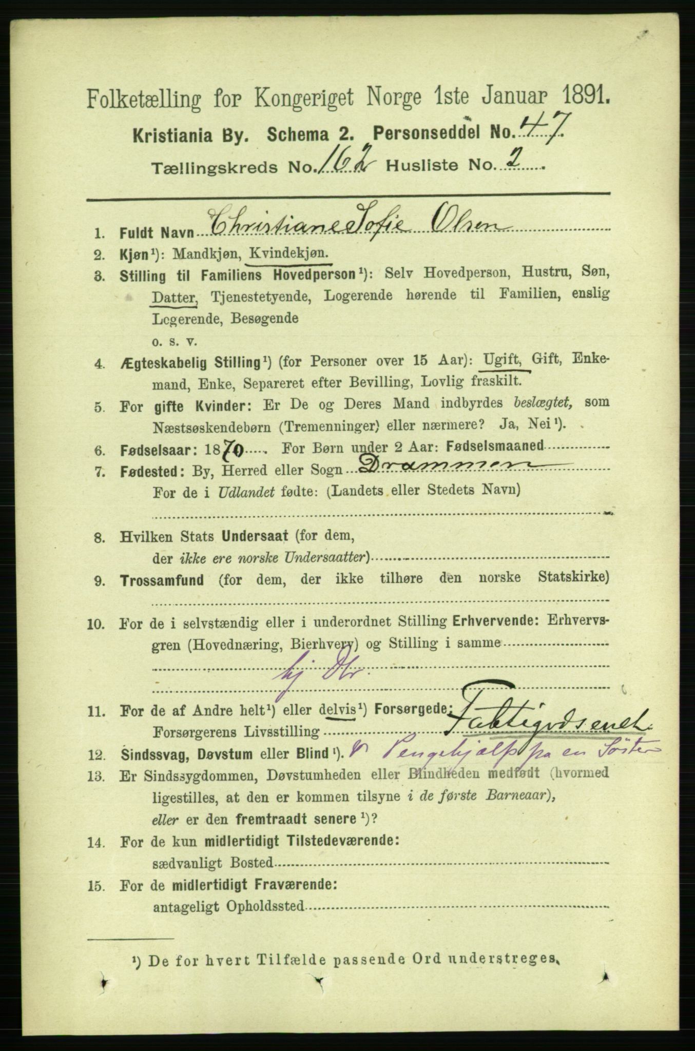 RA, 1891 census for 0301 Kristiania, 1891, p. 92705