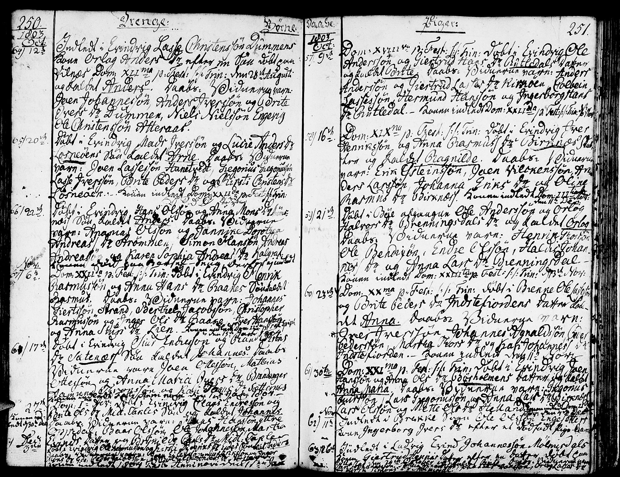 Gulen sokneprestembete, SAB/A-80201/H/Haa/Haaa/L0016: Parish register (official) no. A 16, 1798-1808, p. 250-251