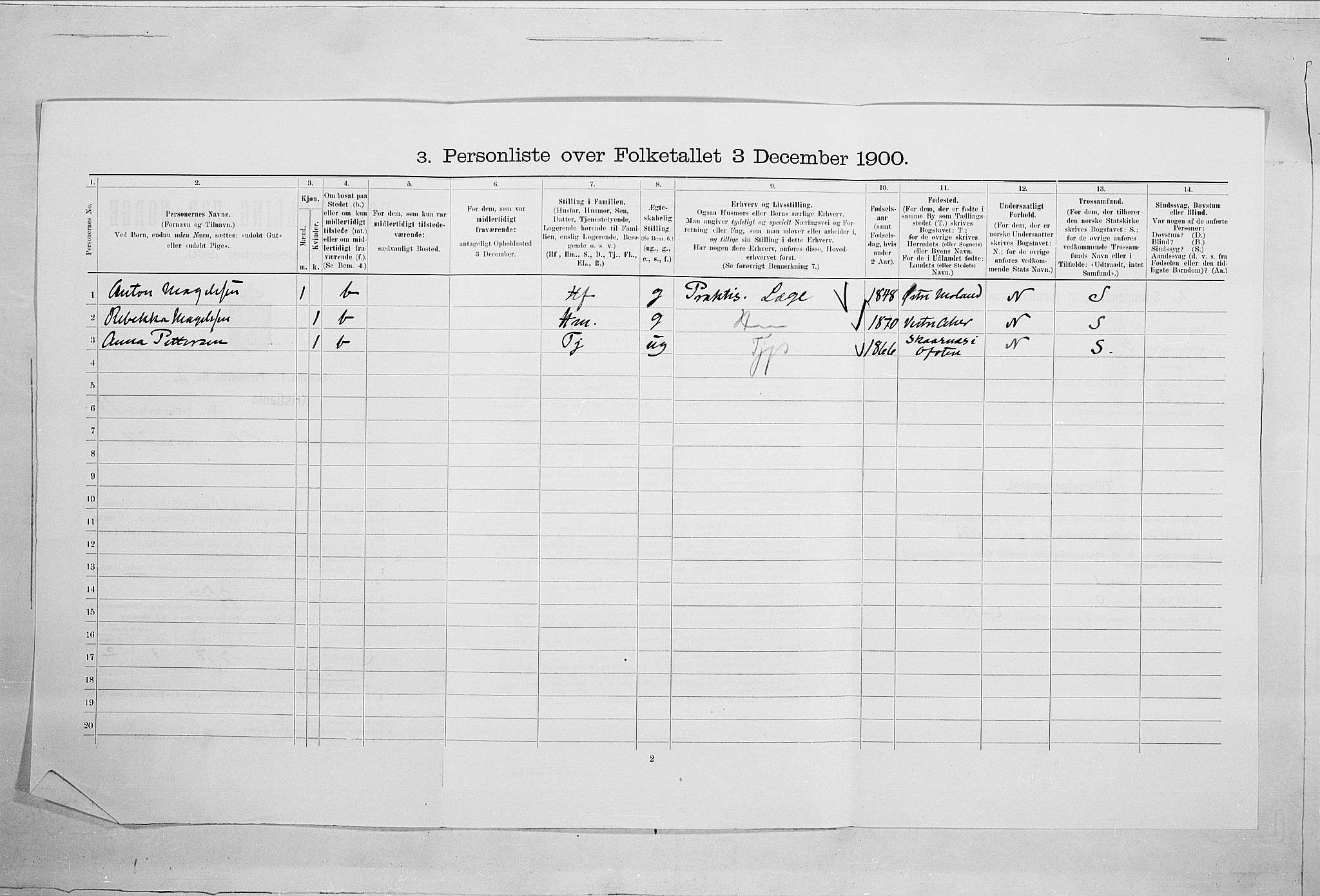 SAO, 1900 census for Kristiania, 1900, p. 107985