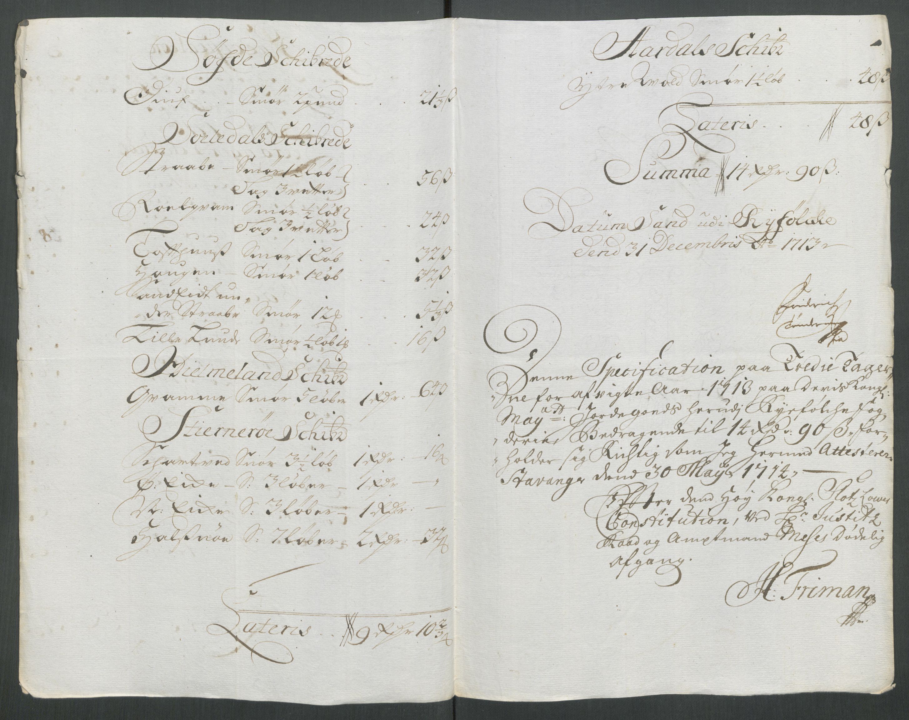 Rentekammeret inntil 1814, Reviderte regnskaper, Fogderegnskap, AV/RA-EA-4092/R47/L2866: Fogderegnskap Ryfylke, 1713, p. 205