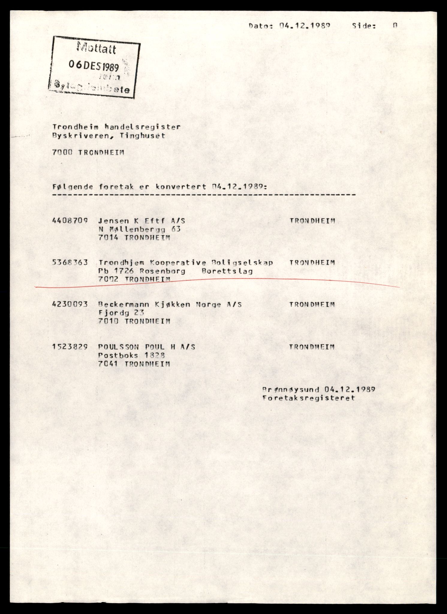 Trondheim byfogd, AV/SAT-A-0003/2/J/Jd/Jdd/L0066: Andelslag og borettslag, Tr-Å, 1944-1990, p. 1