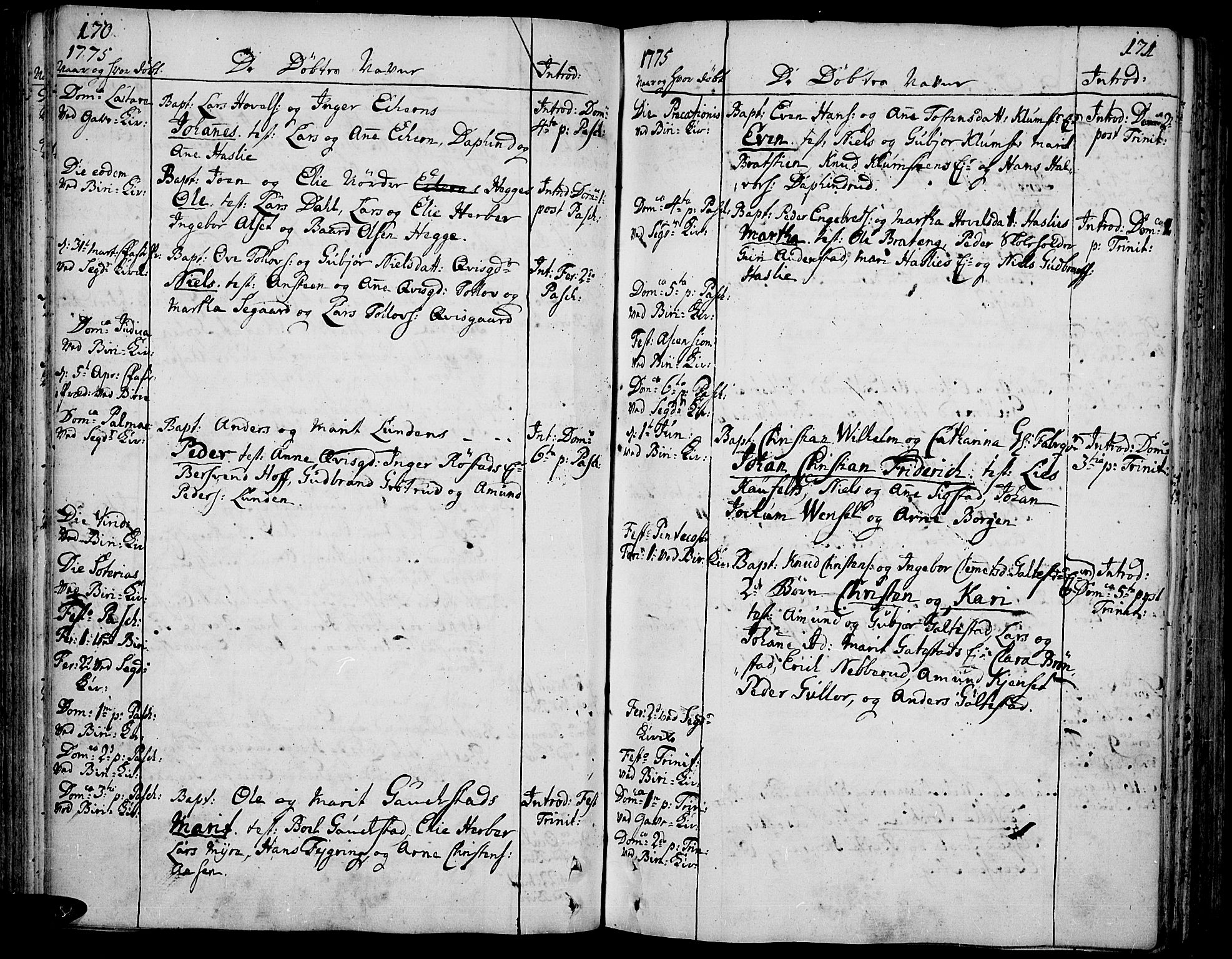 Biri prestekontor, SAH/PREST-096/H/Ha/Haa/L0002: Parish register (official) no. 2, 1754-1789, p. 170-171