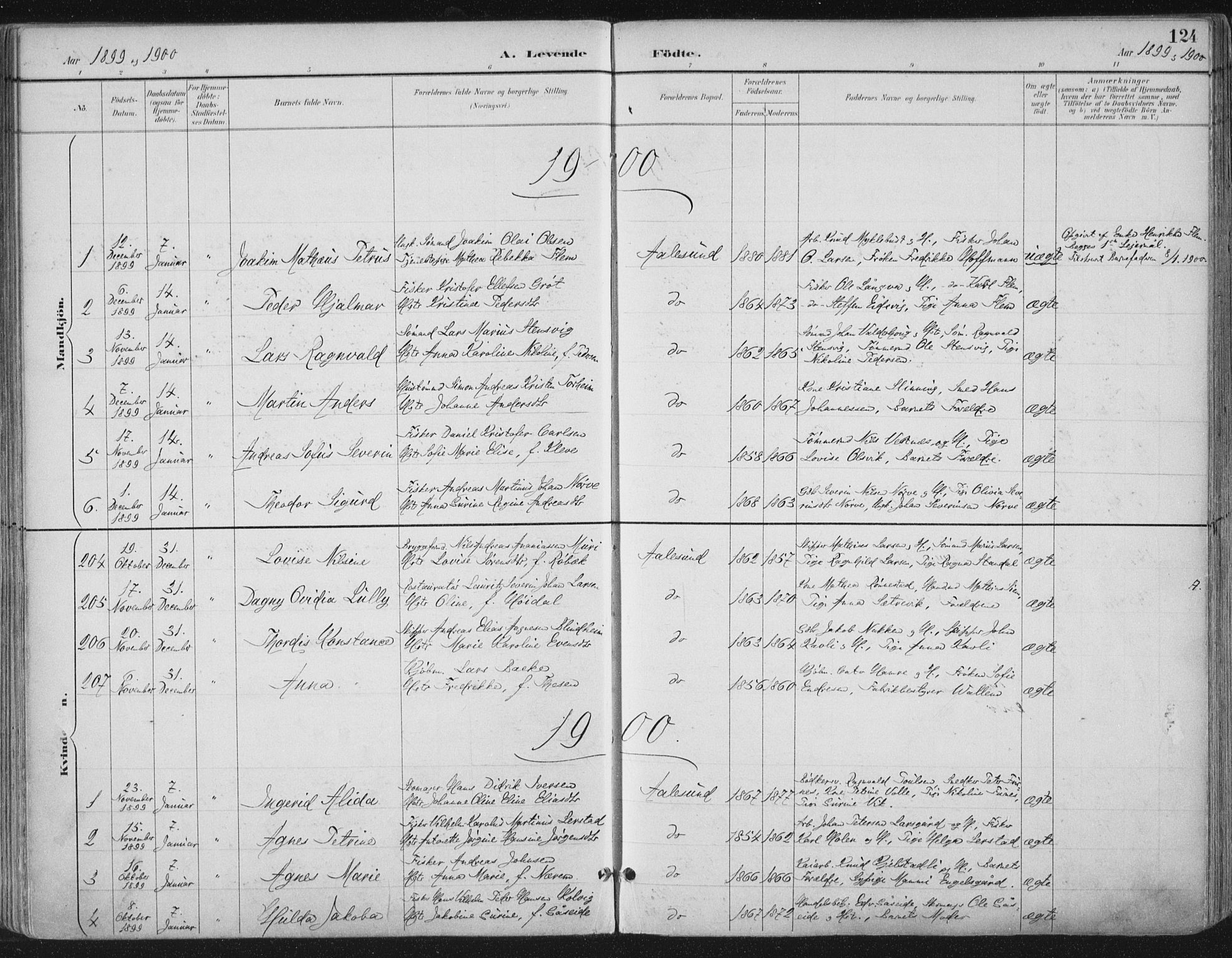 Ministerialprotokoller, klokkerbøker og fødselsregistre - Møre og Romsdal, SAT/A-1454/529/L0456: Parish register (official) no. 529A06, 1894-1906, p. 124