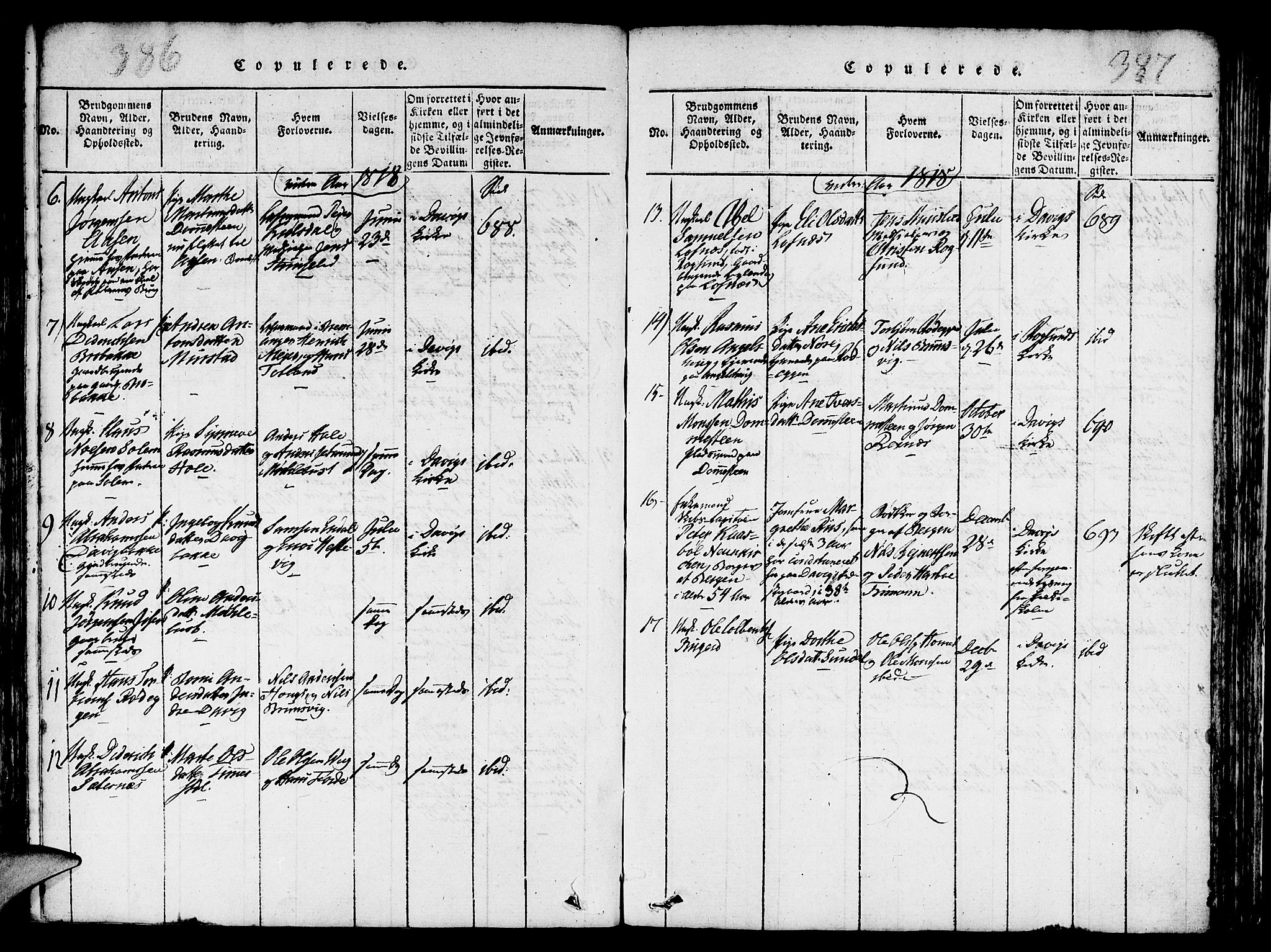 Davik sokneprestembete, AV/SAB-A-79701/H/Haa/Haaa/L0003: Parish register (official) no. A 3, 1816-1830, p. 386-387