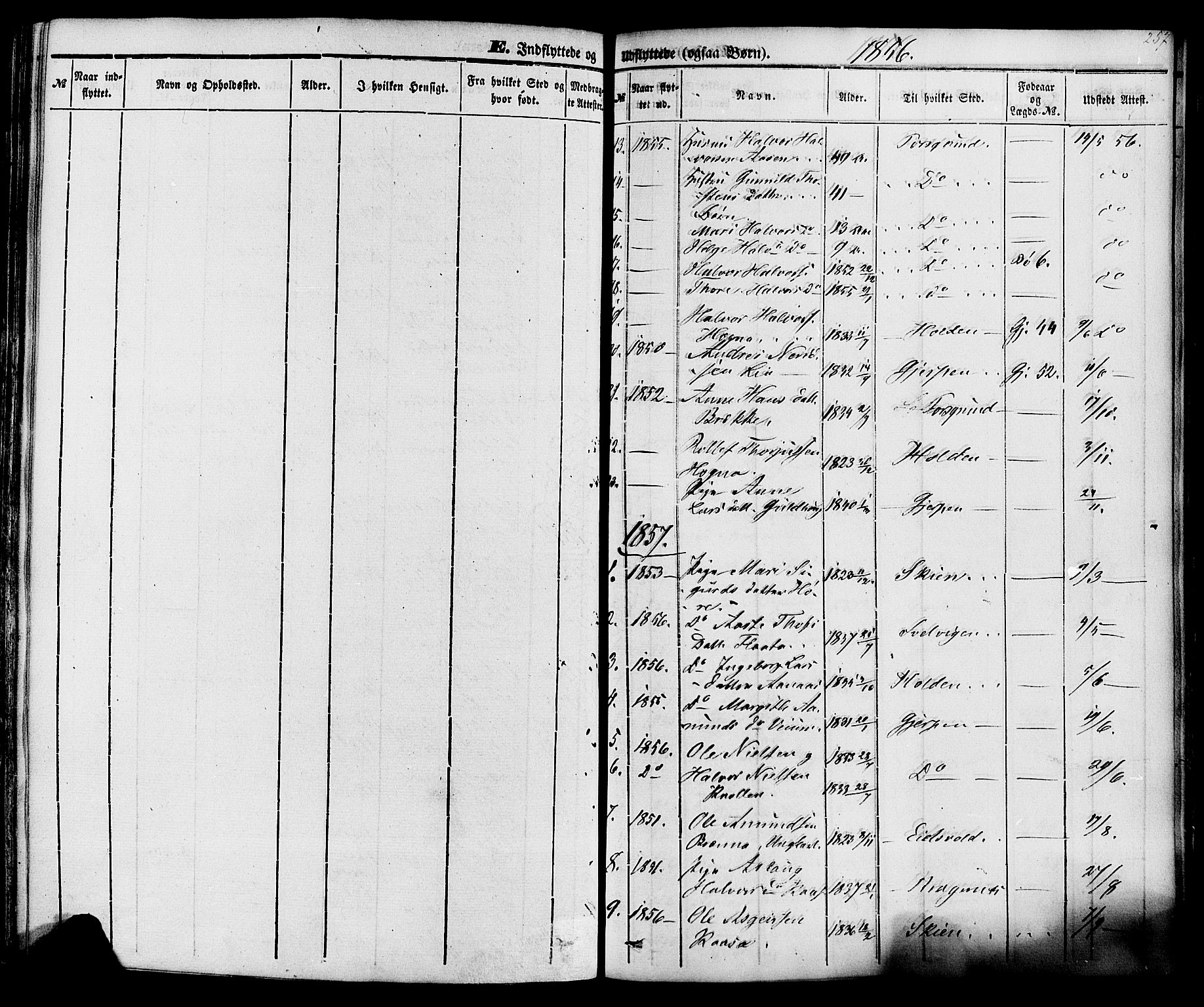 Sauherad kirkebøker, SAKO/A-298/F/Fa/L0007: Parish register (official) no. I 7, 1851-1873, p. 257