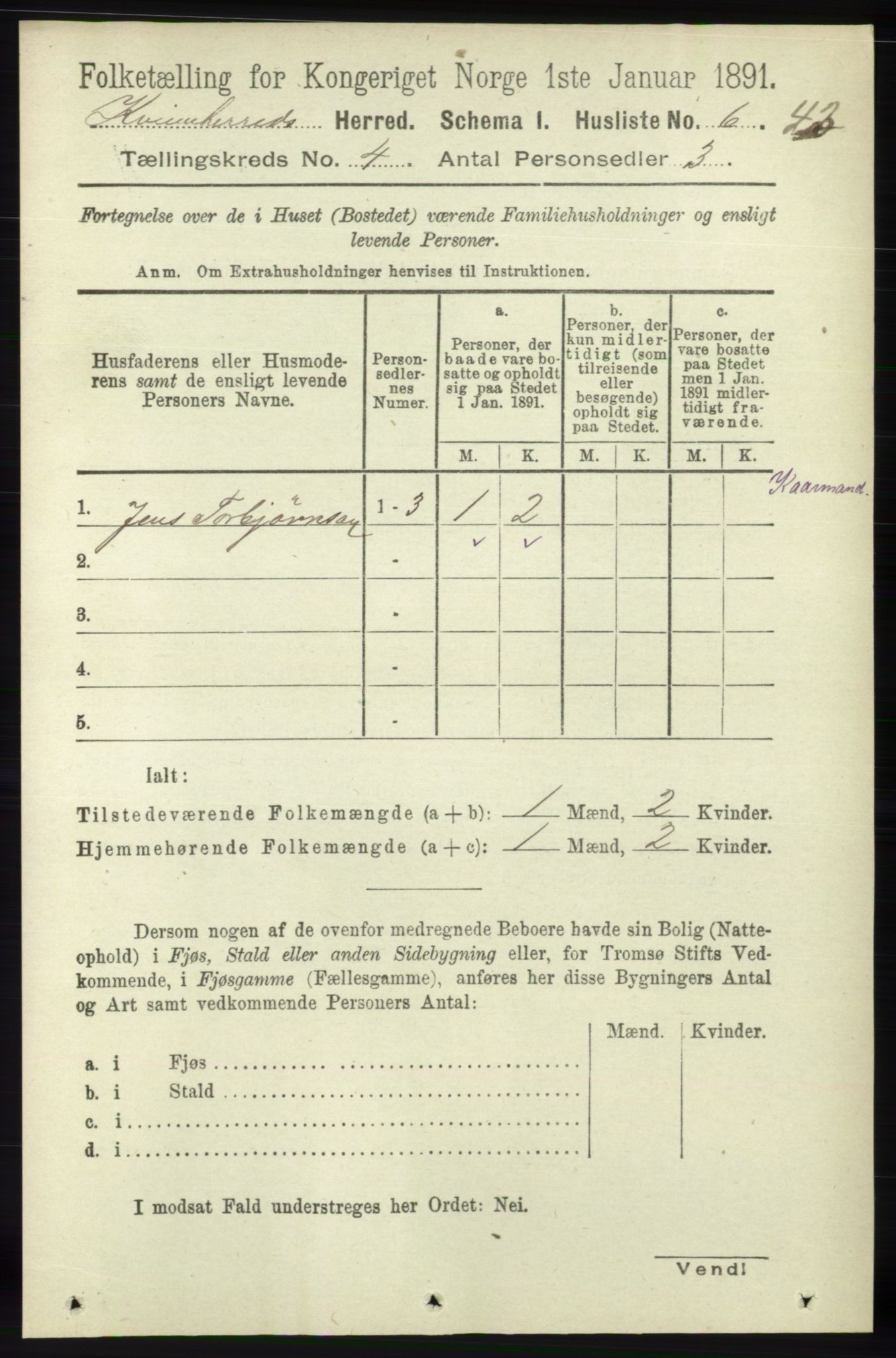 RA, 1891 census for 1224 Kvinnherad, 1891, p. 1339