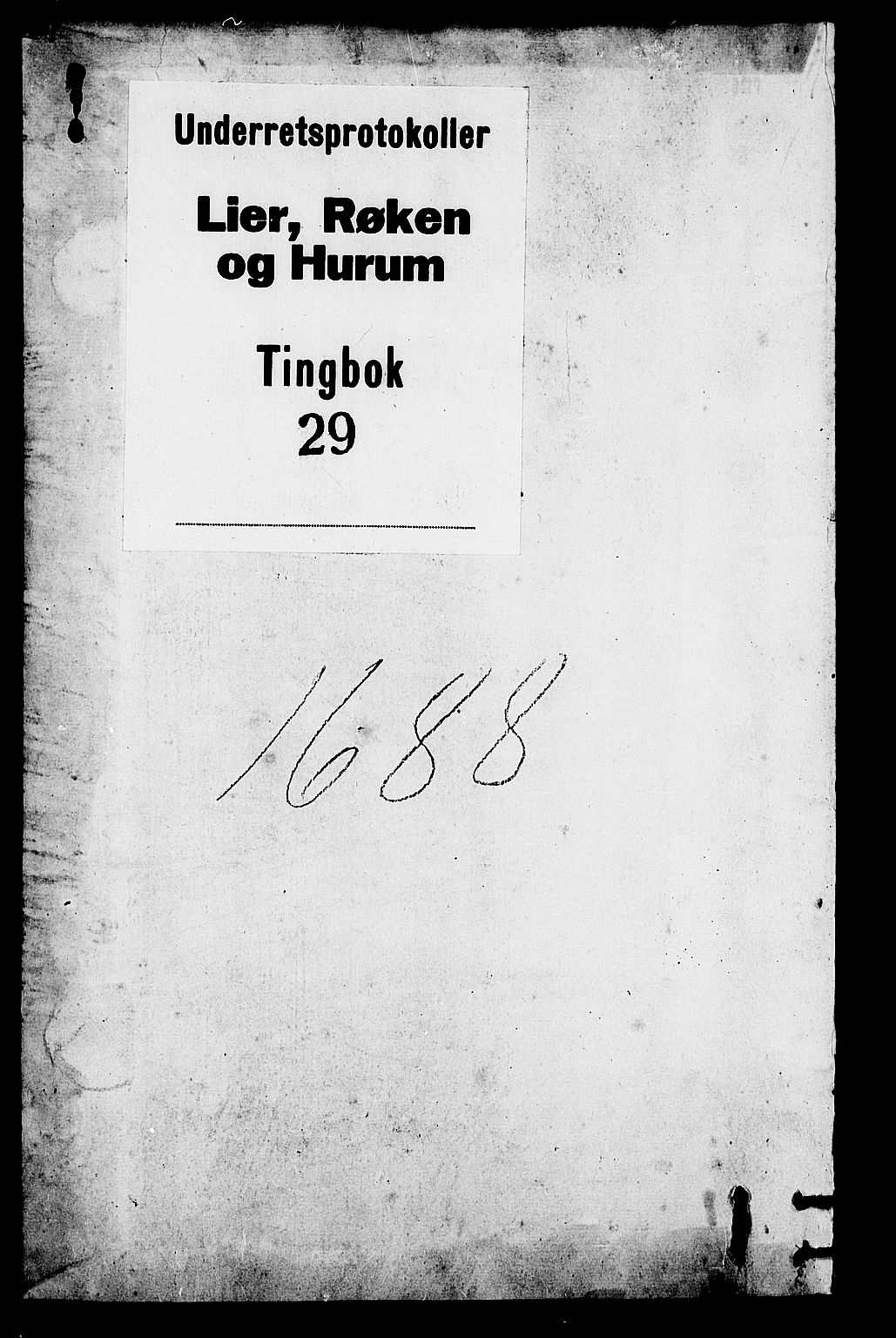 Lier, Røyken og Hurum sorenskriveri, AV/SAKO-A-89/F/Fa/L0029: Tingbok, 1688