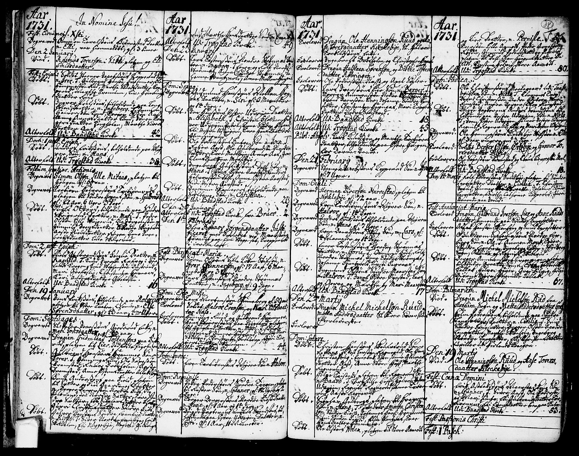 Trøgstad prestekontor Kirkebøker, SAO/A-10925/F/Fa/L0003: Parish register (official) no. I 3, 1721-1749, p. 34