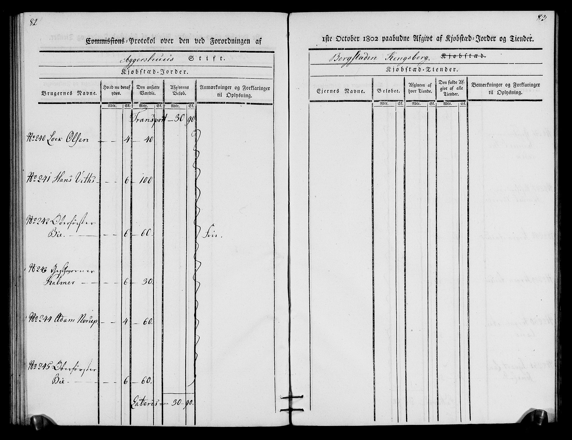 Rentekammeret inntil 1814, Realistisk ordnet avdeling, AV/RA-EA-4070/N/Ne/Nea/L0057b: Numedal og Sandsvær fogderi. Oppebørselsregister for Kongsberg bergstad, 1803-1804, p. 45