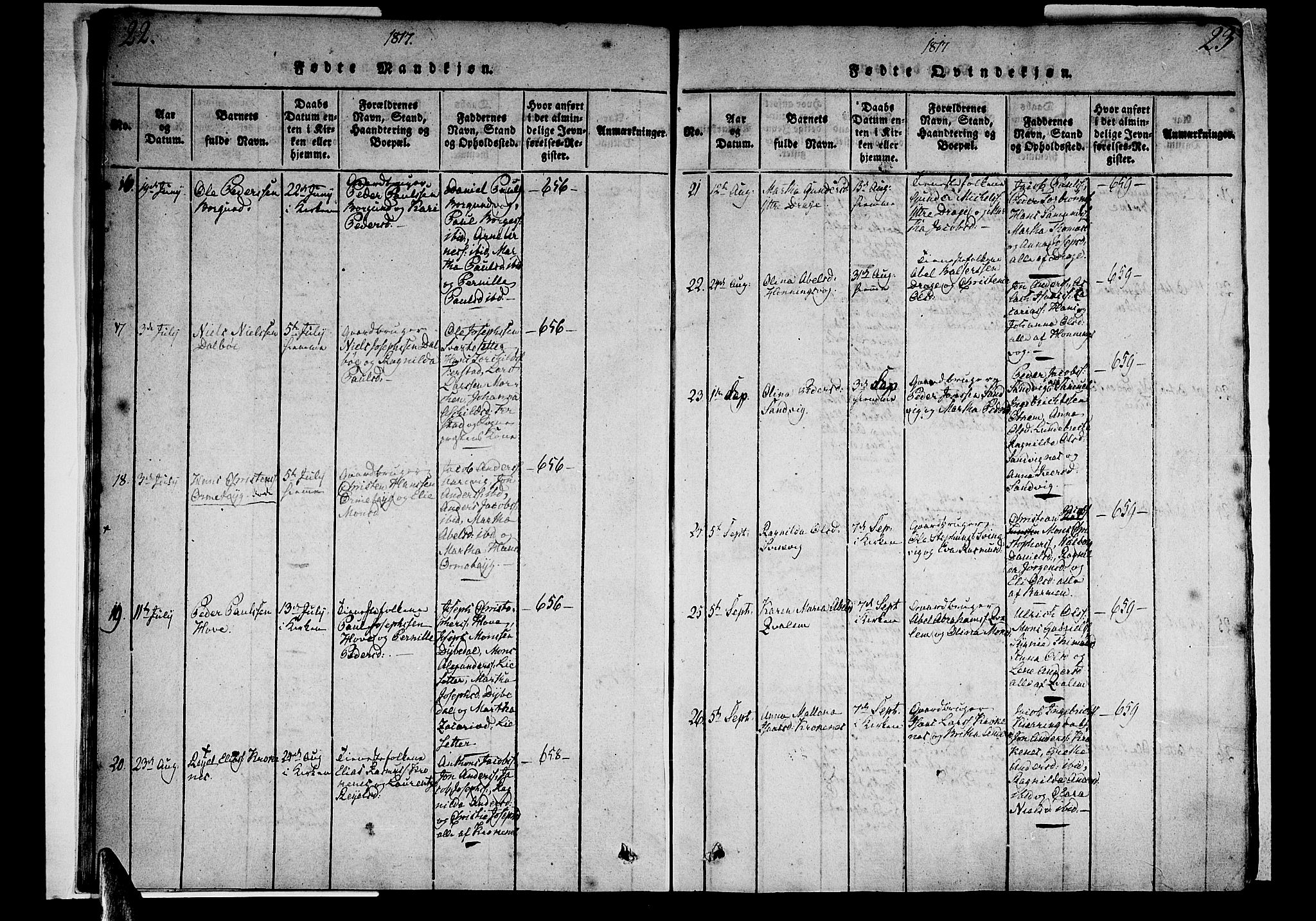 Selje sokneprestembete, AV/SAB-A-99938/H/Ha/Haa/Haaa: Parish register (official) no. A 8, 1816-1828, p. 22-23