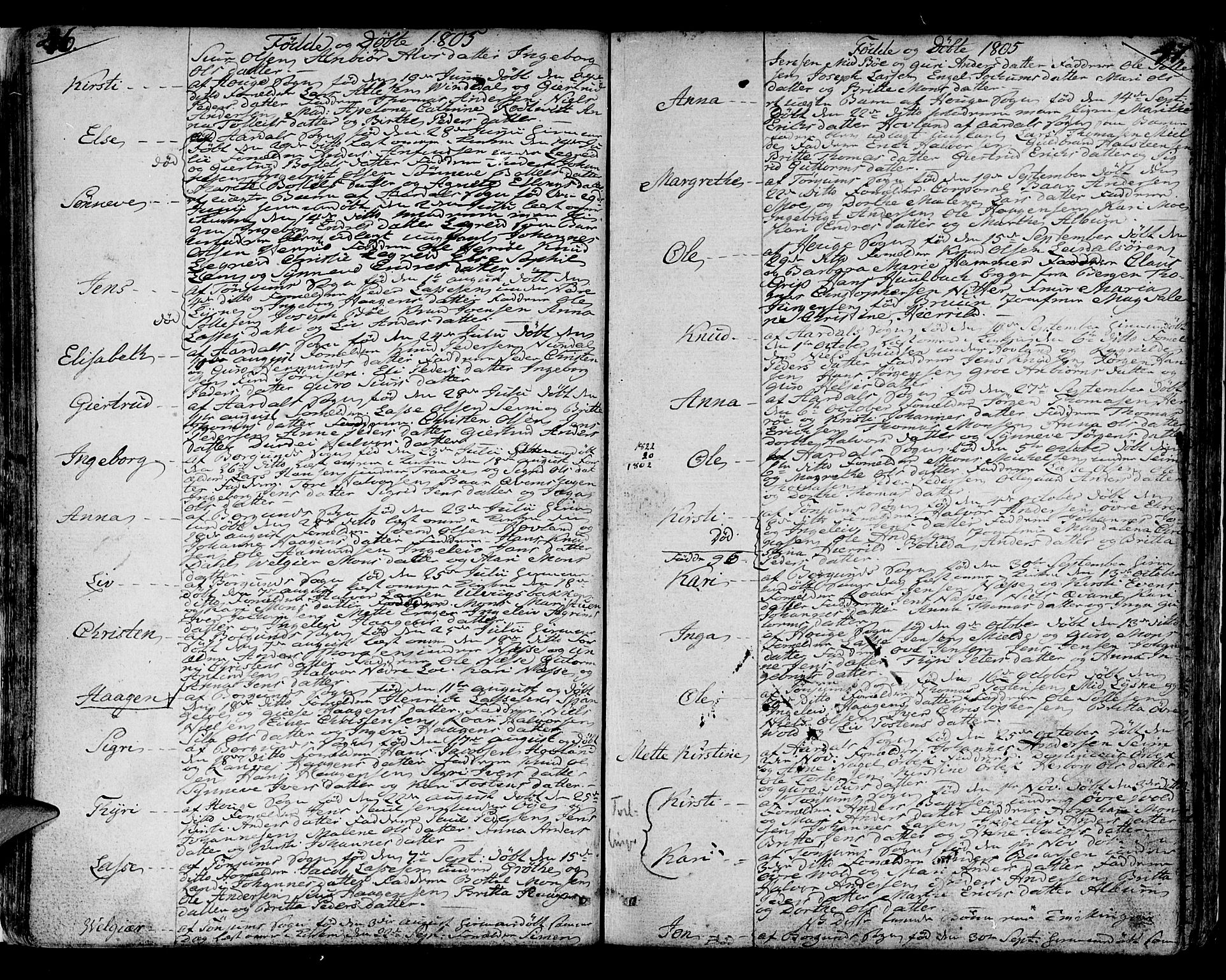 Lærdal sokneprestembete, SAB/A-81201: Parish register (official) no. A 4, 1805-1821, p. 46-47