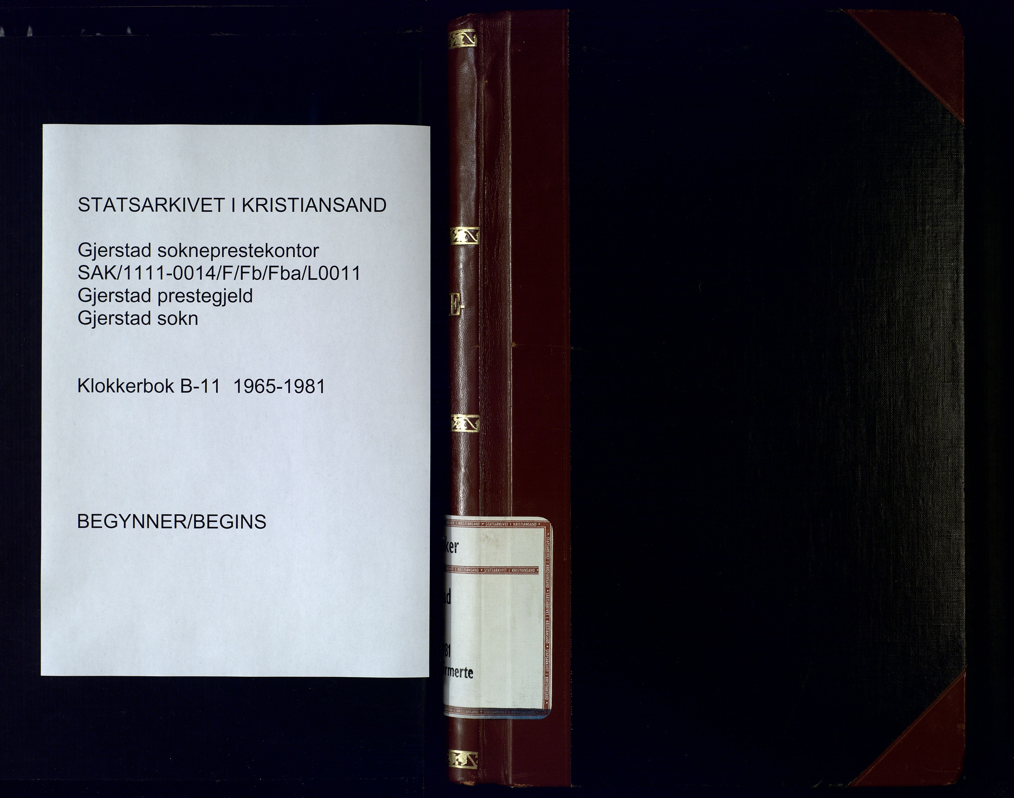 Gjerstad sokneprestkontor, SAK/1111-0014/F/Fb/Fba/L0011: Parish register (copy) no. B-11, 1965-1981