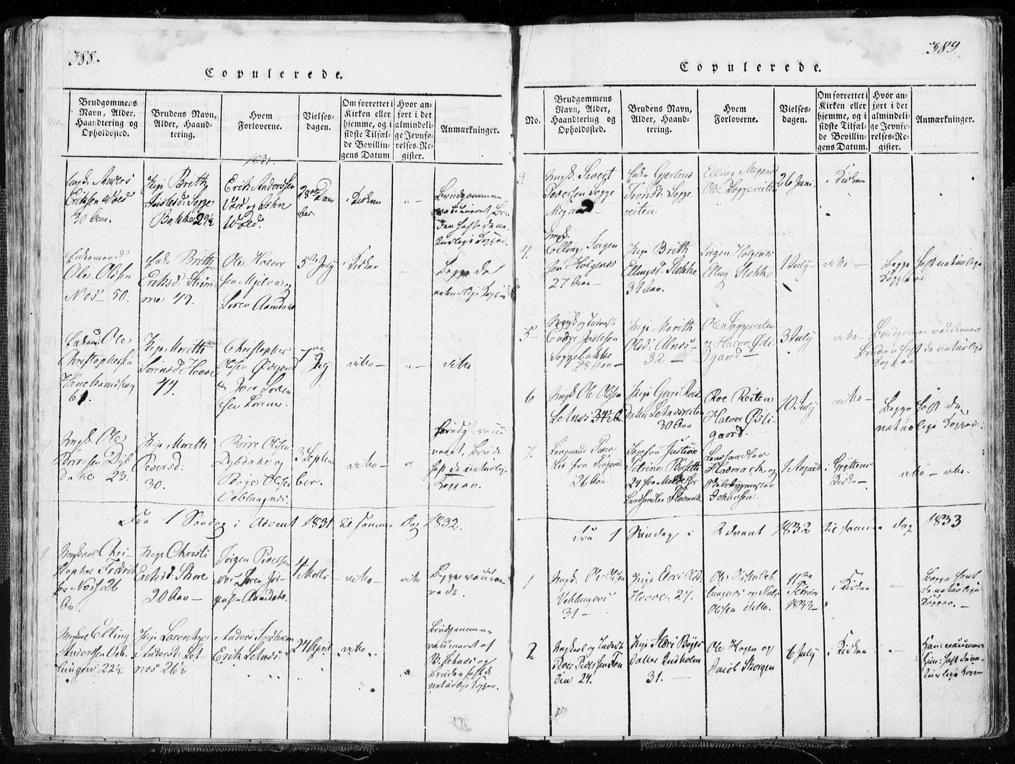 Ministerialprotokoller, klokkerbøker og fødselsregistre - Møre og Romsdal, SAT/A-1454/544/L0571: Parish register (official) no. 544A04, 1818-1853, p. 388-389