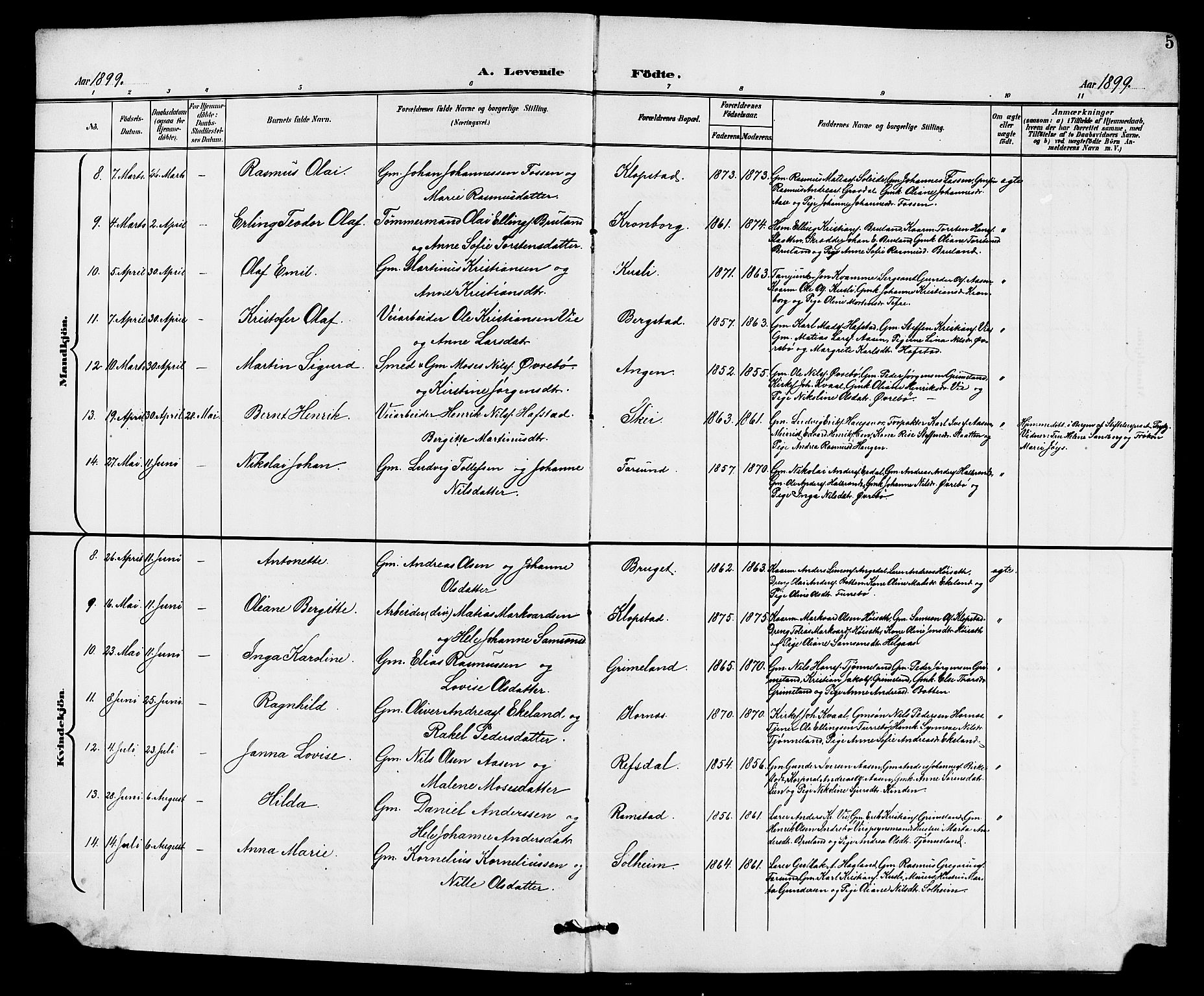 Førde sokneprestembete, SAB/A-79901/H/Hab/Haba/L0003: Parish register (copy) no. A 3, 1899-1924, p. 5