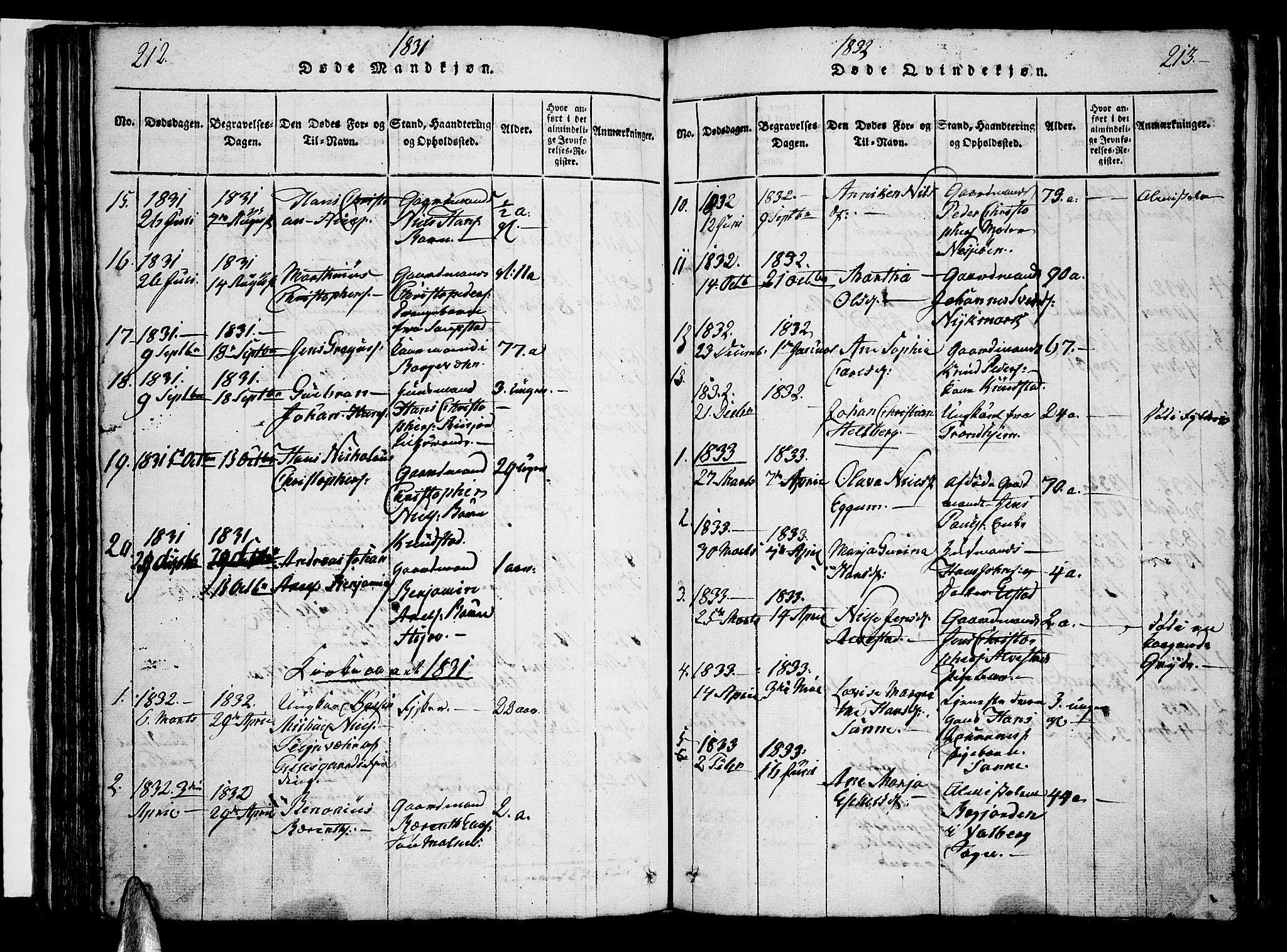 Ministerialprotokoller, klokkerbøker og fødselsregistre - Nordland, SAT/A-1459/880/L1130: Parish register (official) no. 880A04, 1821-1843, p. 212-213