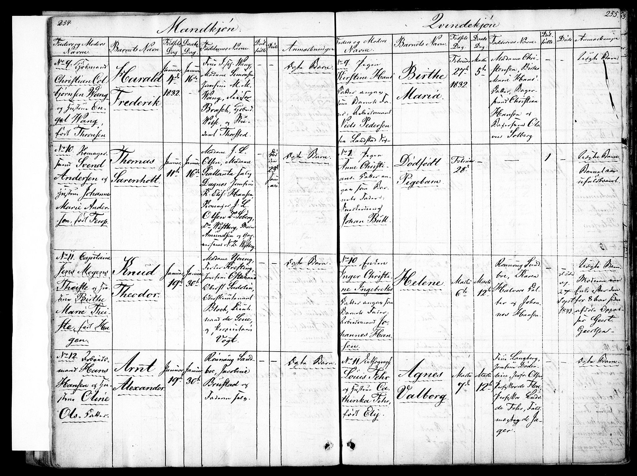 Rikshospitalet prestekontor Kirkebøker, AV/SAO-A-10309b/F/L0001: Parish register (official) no. 1, 1818-1832, p. 254-255