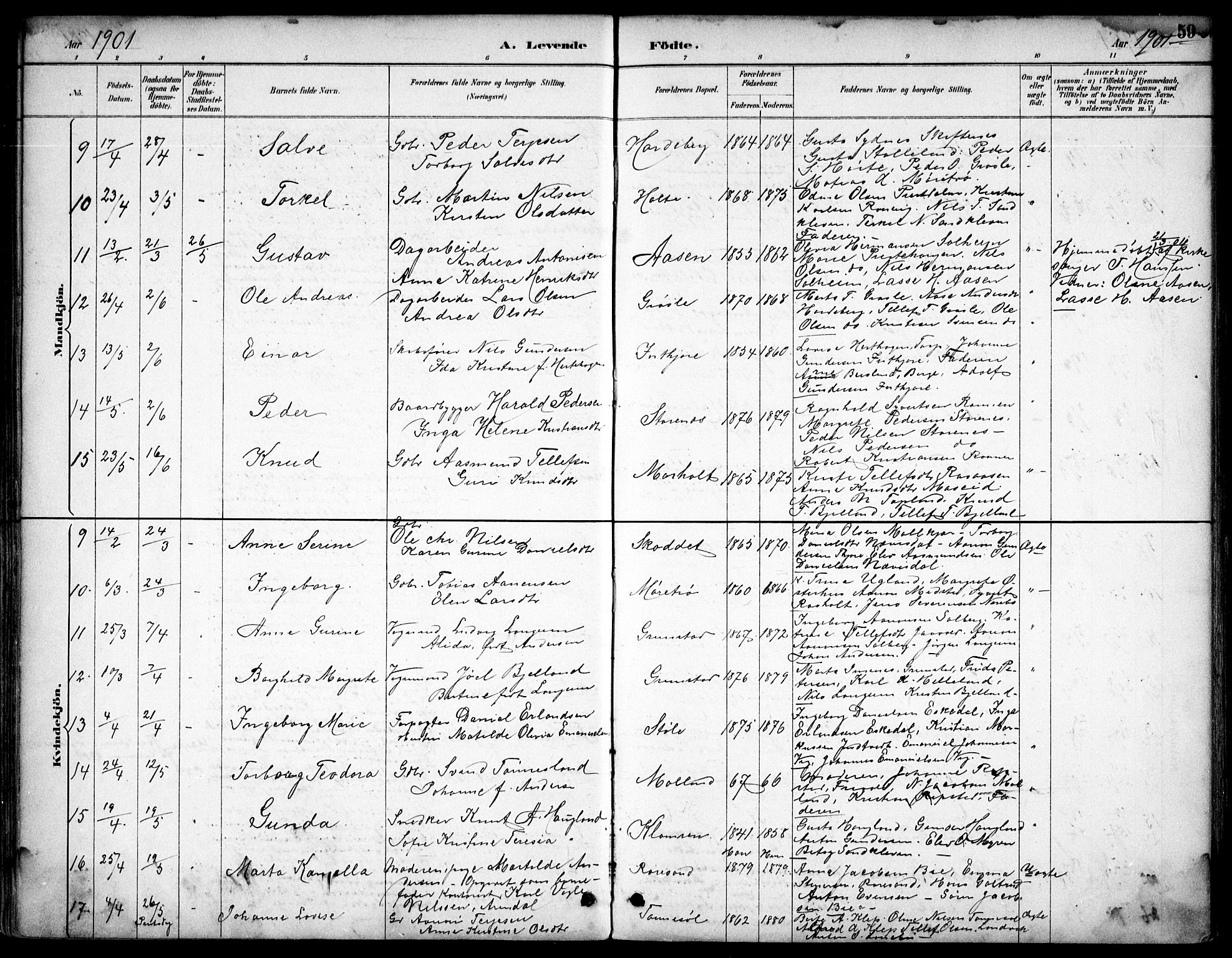 Hommedal sokneprestkontor, AV/SAK-1111-0023/F/Fb/Fbb/L0007: Parish register (copy) no. B 7, 1885-1904, p. 59