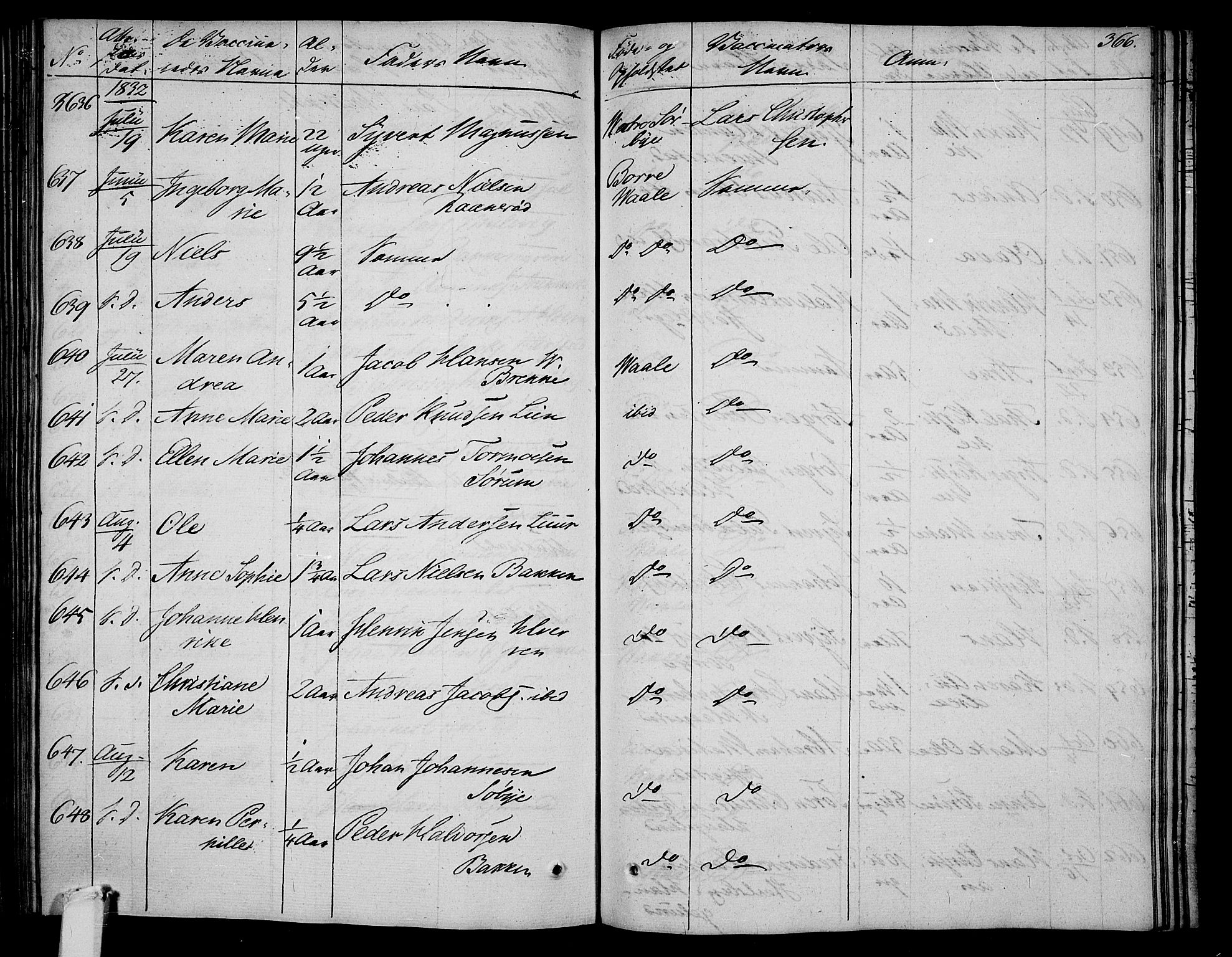 Våle kirkebøker, AV/SAKO-A-334/F/Fa/L0008: Parish register (official) no. I 8, 1824-1844, p. 366