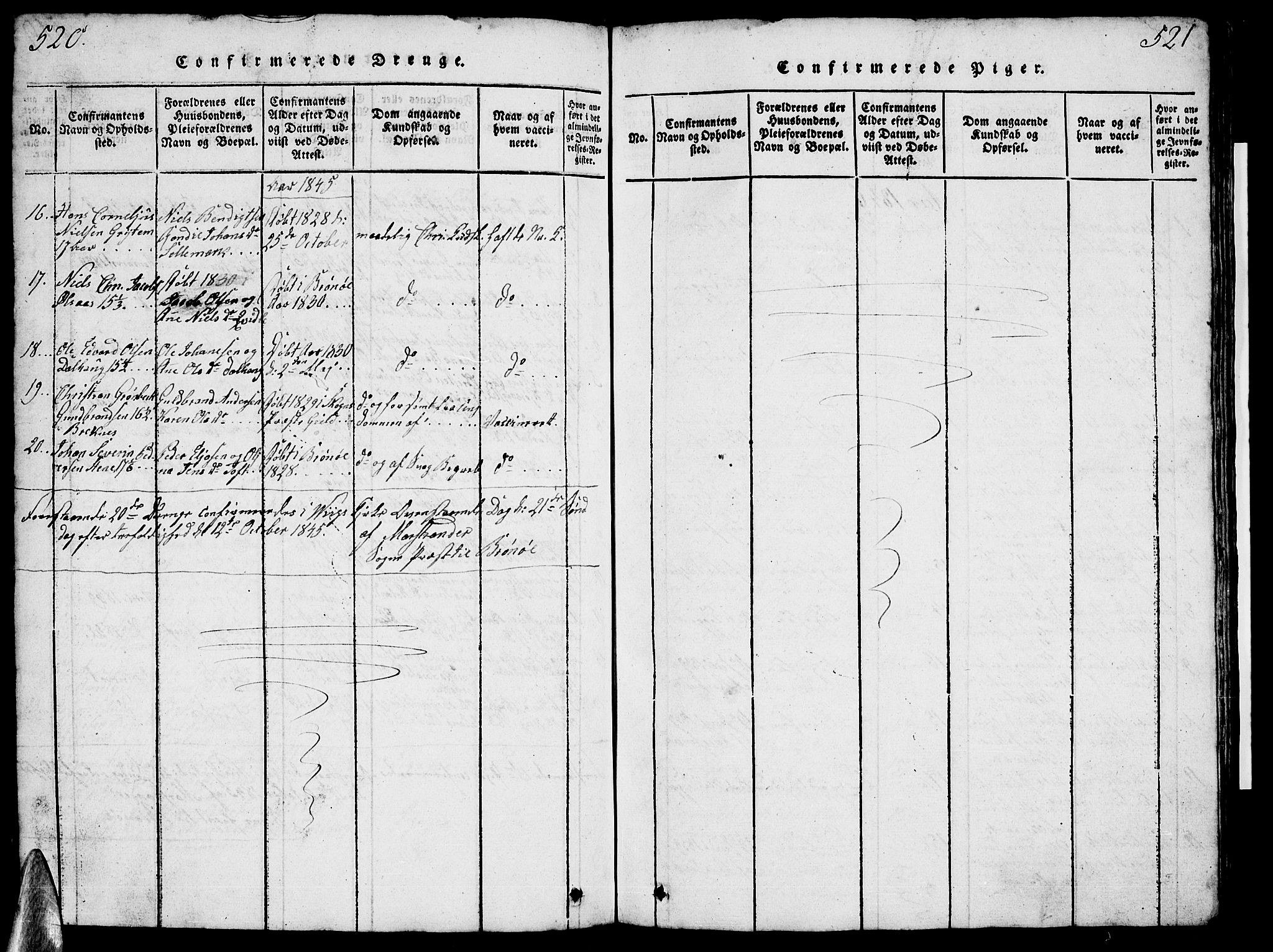 Ministerialprotokoller, klokkerbøker og fødselsregistre - Nordland, AV/SAT-A-1459/812/L0186: Parish register (copy) no. 812C04, 1820-1849, p. 520-521