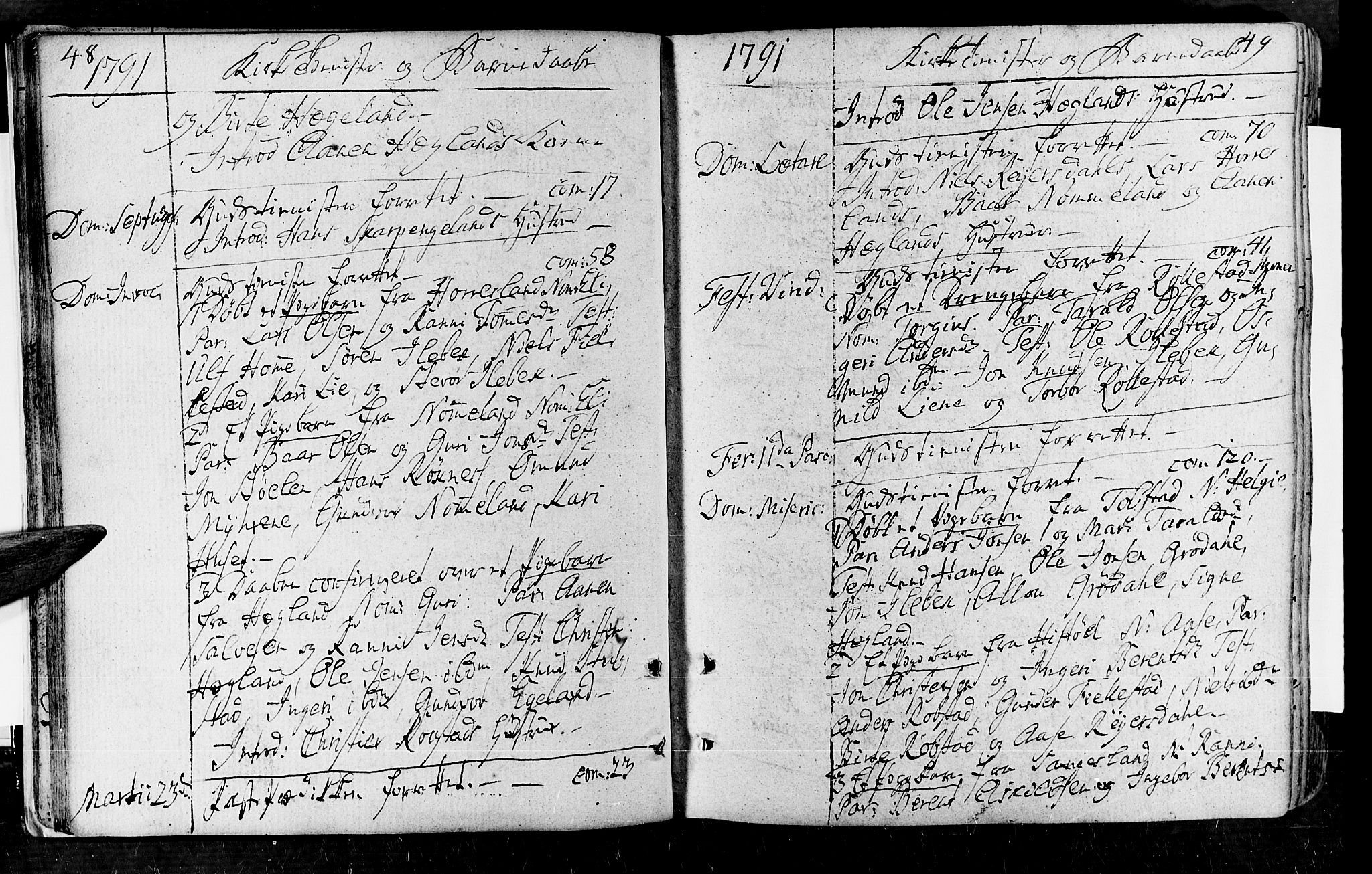 Vennesla sokneprestkontor, AV/SAK-1111-0045/Fa/Fac/L0002: Parish register (official) no. A 2, 1785-1834, p. 48-49