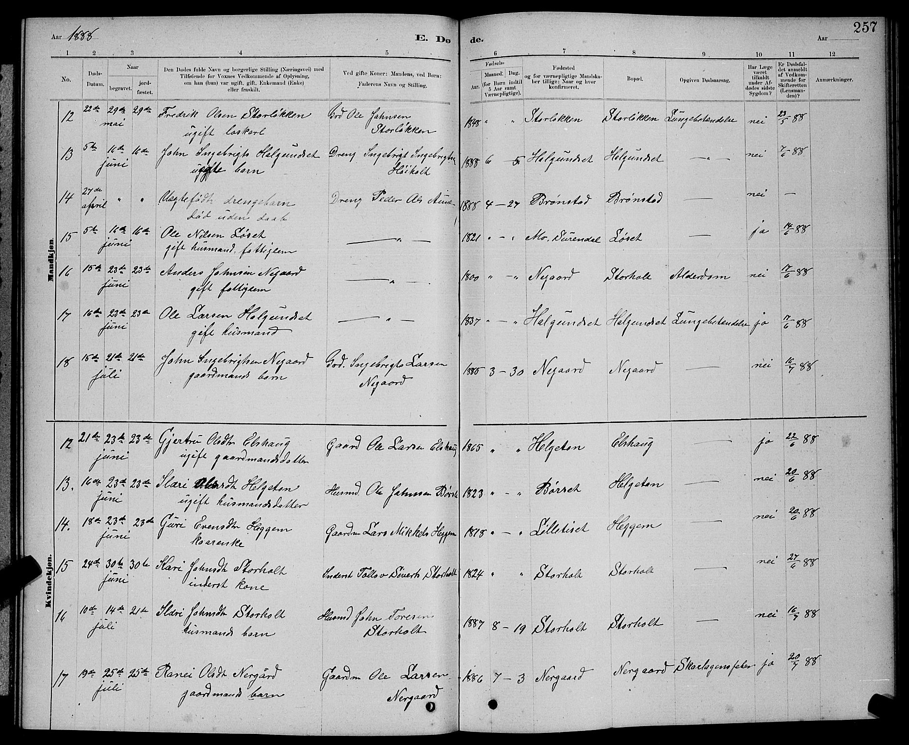 Ministerialprotokoller, klokkerbøker og fødselsregistre - Møre og Romsdal, AV/SAT-A-1454/598/L1077: Parish register (copy) no. 598C02, 1879-1891, p. 257