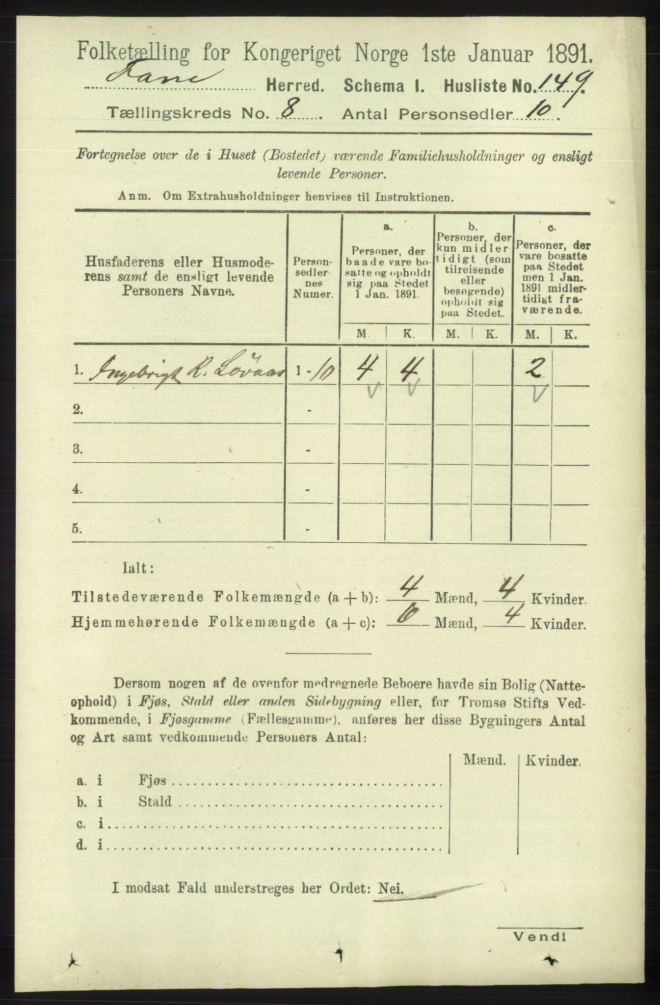 RA, 1891 census for 1249 Fana, 1891, p. 3470