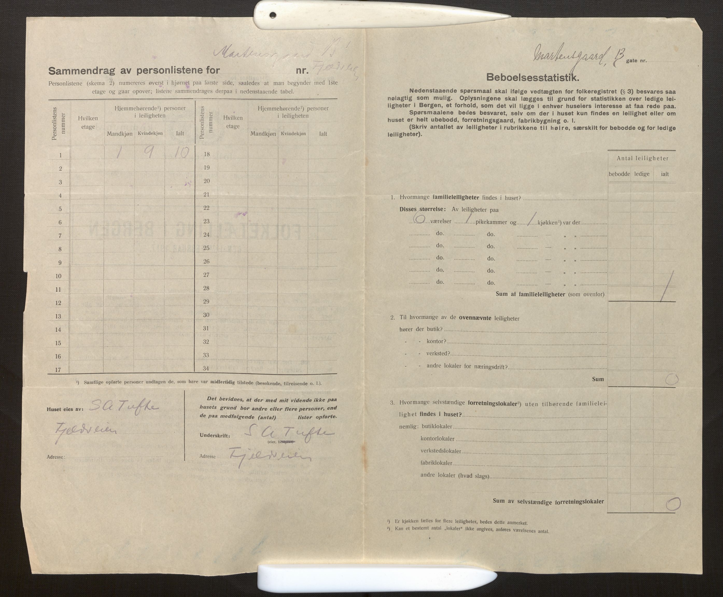 SAB, Municipal Census 1917 for Bergen, 1917, p. 23639