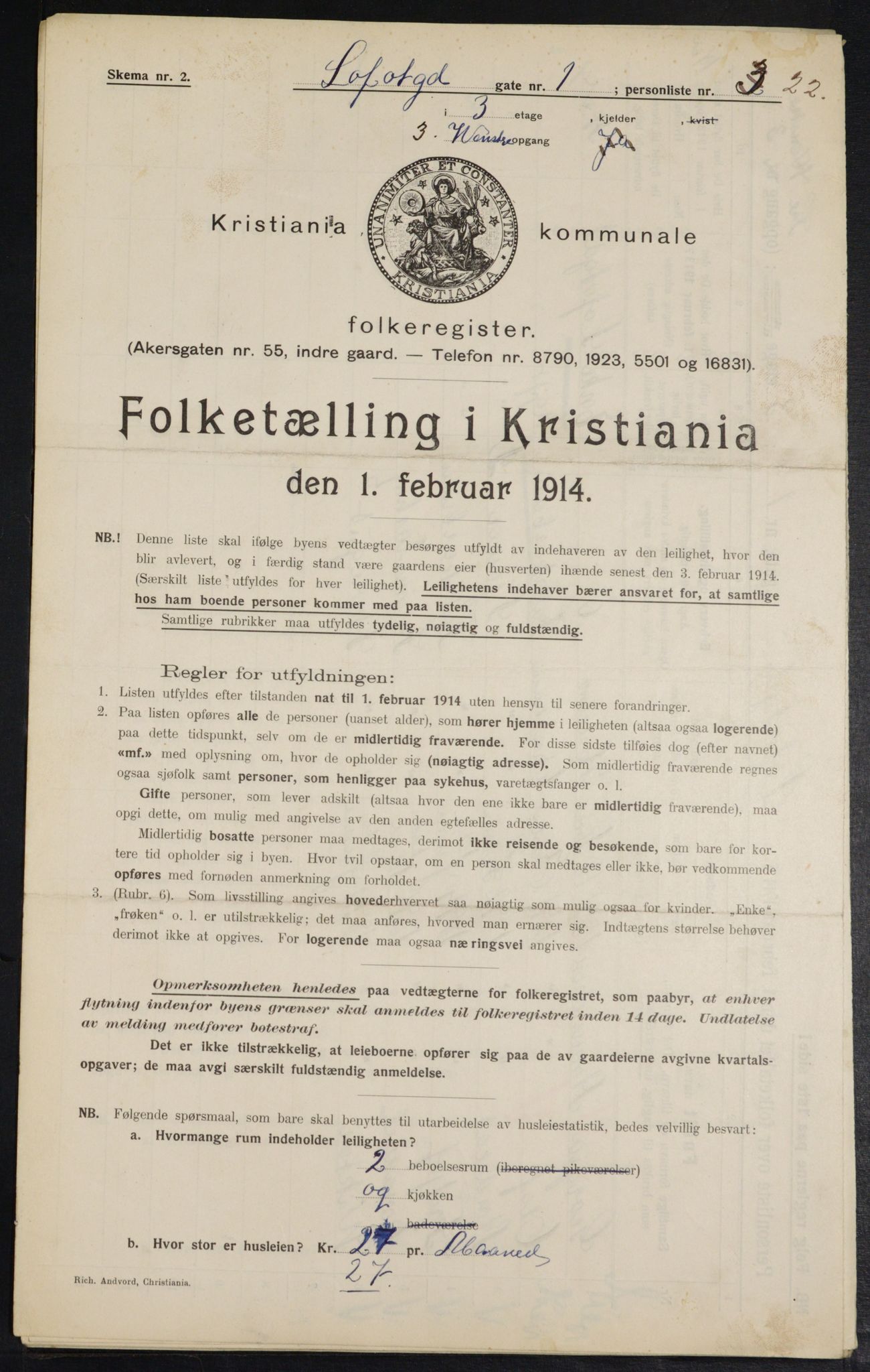 OBA, Municipal Census 1914 for Kristiania, 1914, p. 58282