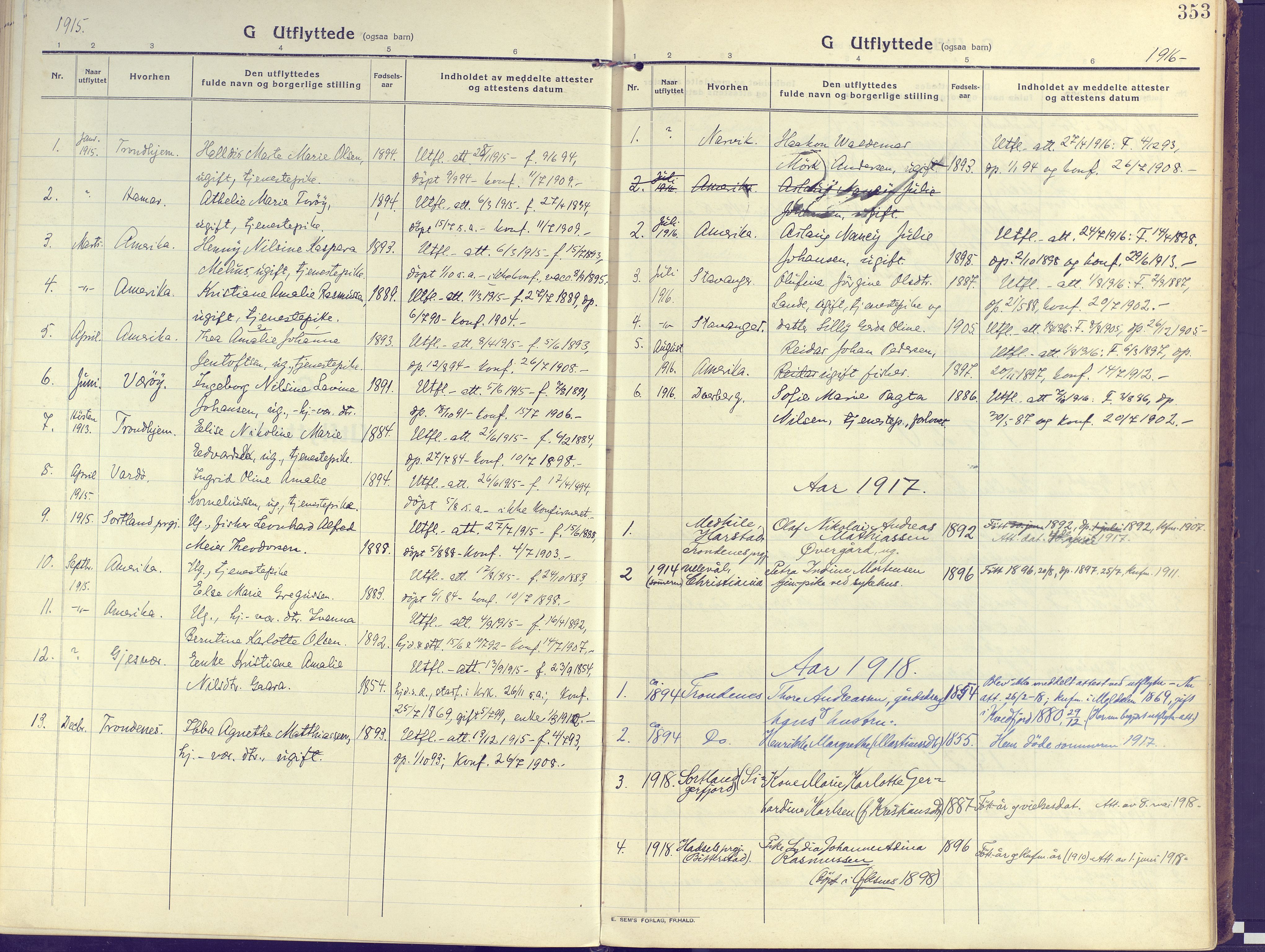Kvæfjord sokneprestkontor, AV/SATØ-S-1323/G/Ga/Gaa/L0007kirke: Parish register (official) no. 7, 1915-1931, p. 353