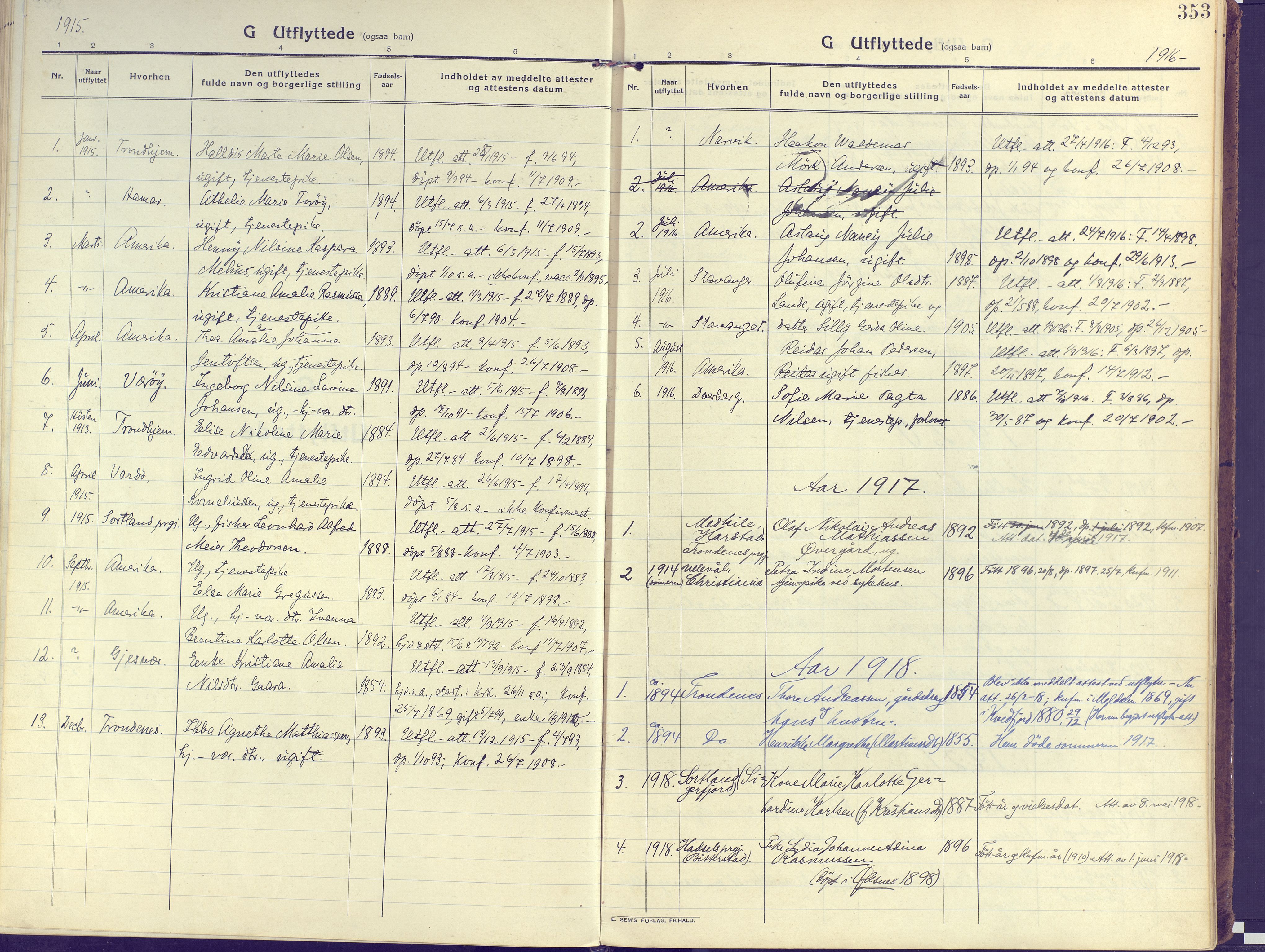 Kvæfjord sokneprestkontor, SATØ/S-1323/G/Ga/Gaa/L0007kirke: Parish register (official) no. 7, 1915-1931, p. 353