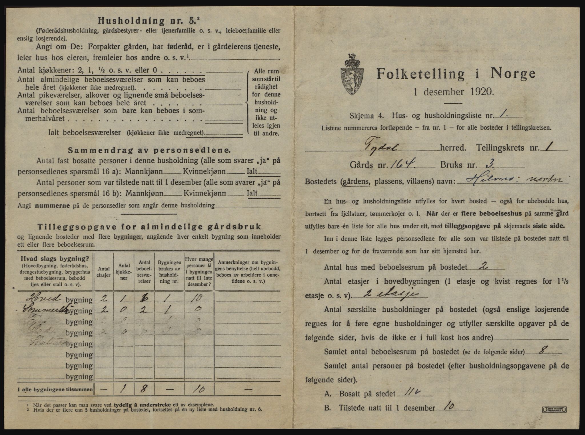 SAT, 1920 census for Tydal, 1920, p. 25