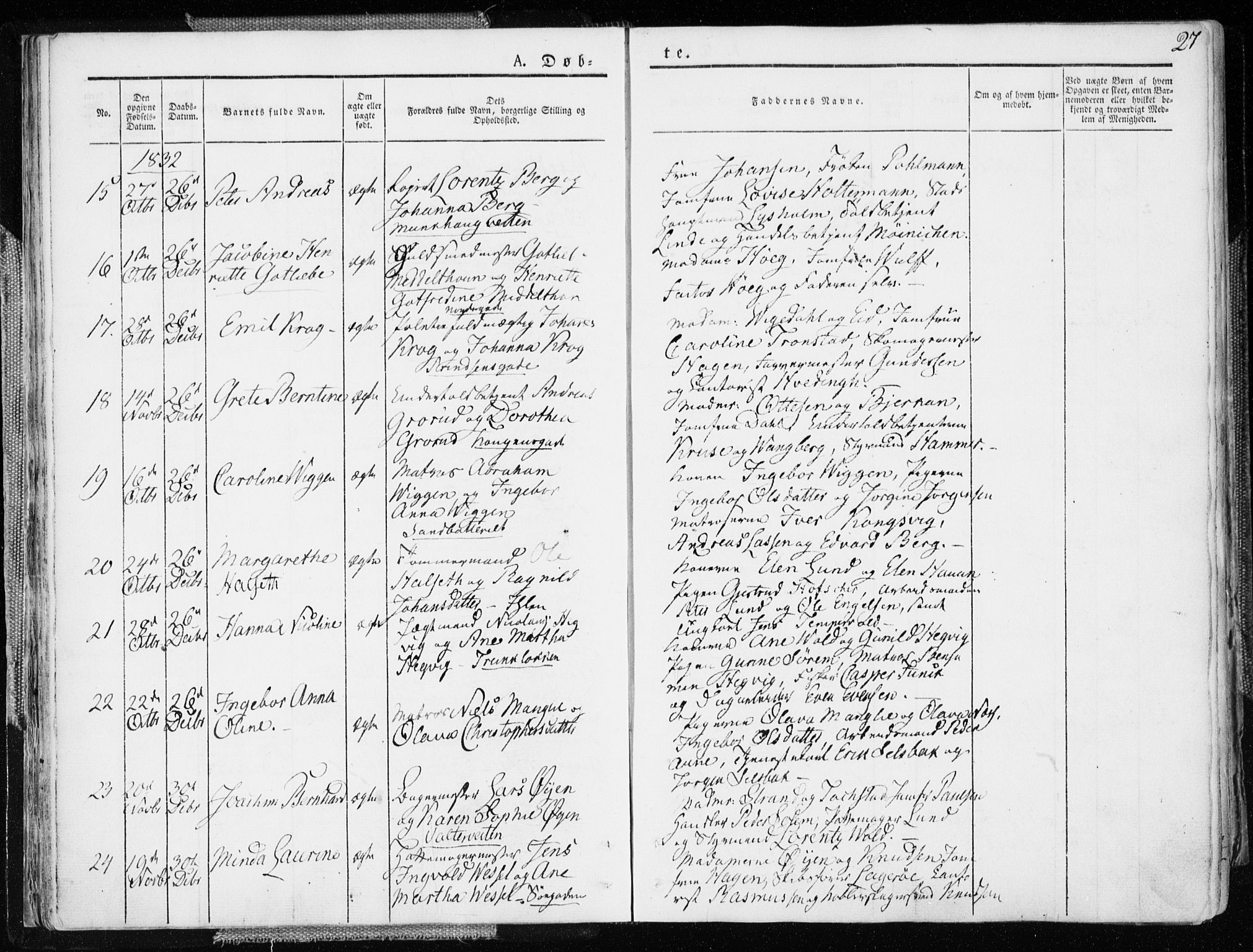 Ministerialprotokoller, klokkerbøker og fødselsregistre - Sør-Trøndelag, SAT/A-1456/601/L0047: Parish register (official) no. 601A15, 1831-1839, p. 27