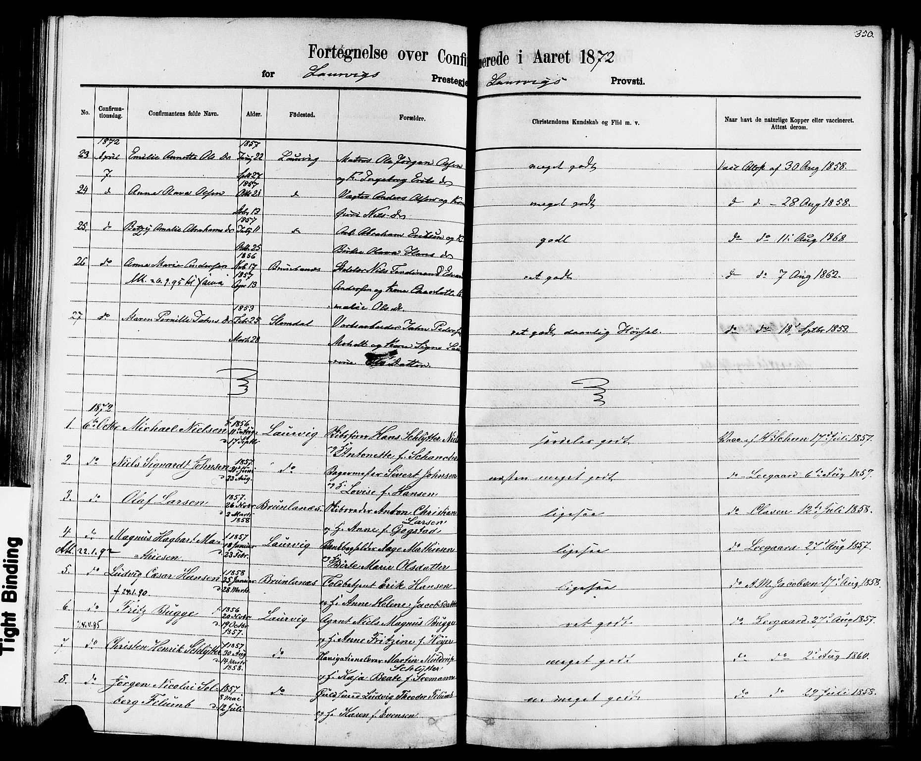 Larvik kirkebøker, SAKO/A-352/F/Fa/L0006: Parish register (official) no. I 6, 1871-1883, p. 350