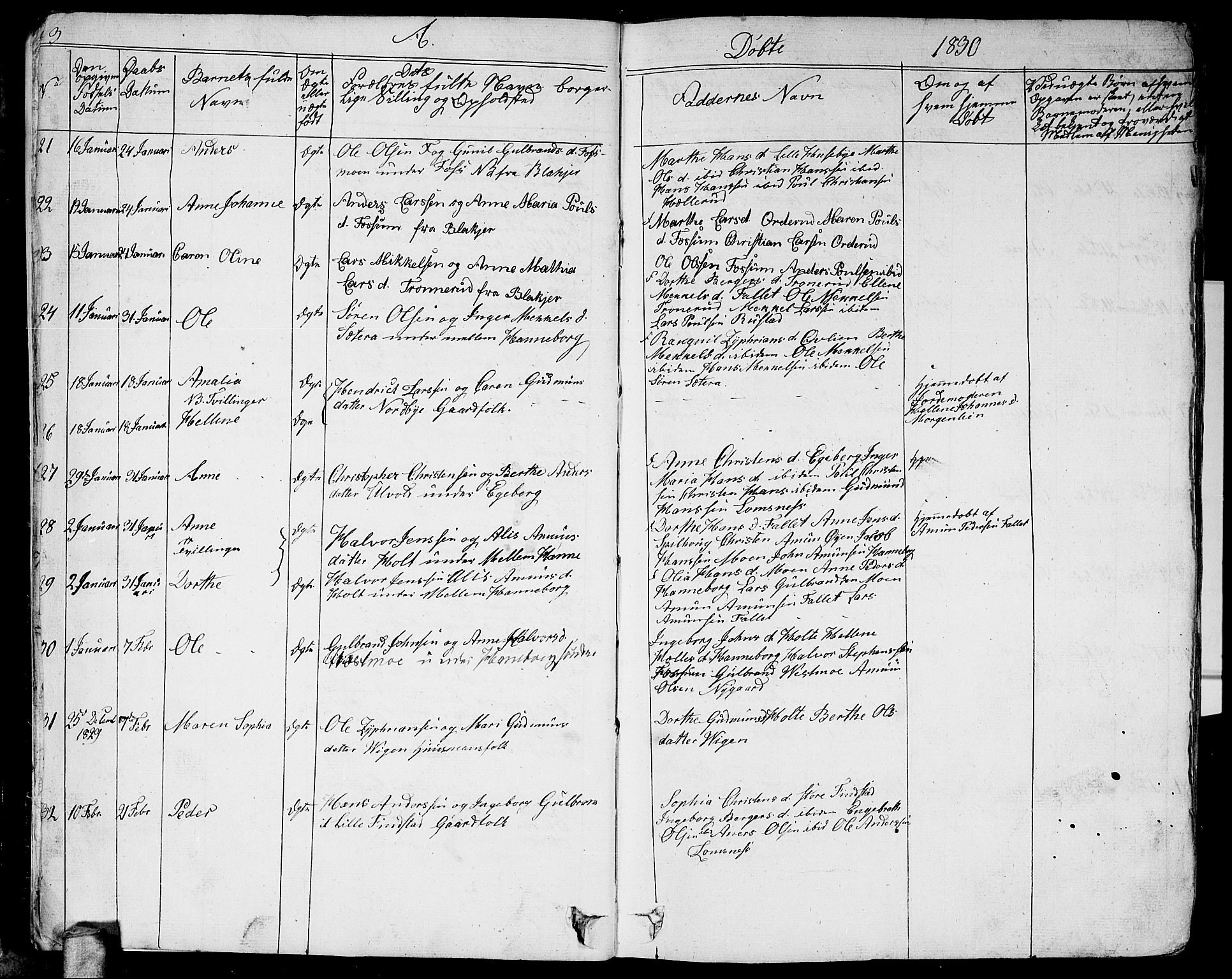 Aurskog prestekontor Kirkebøker, SAO/A-10304a/G/Ga/L0002: Parish register (copy) no. I 2, 1829-1857, p. 3