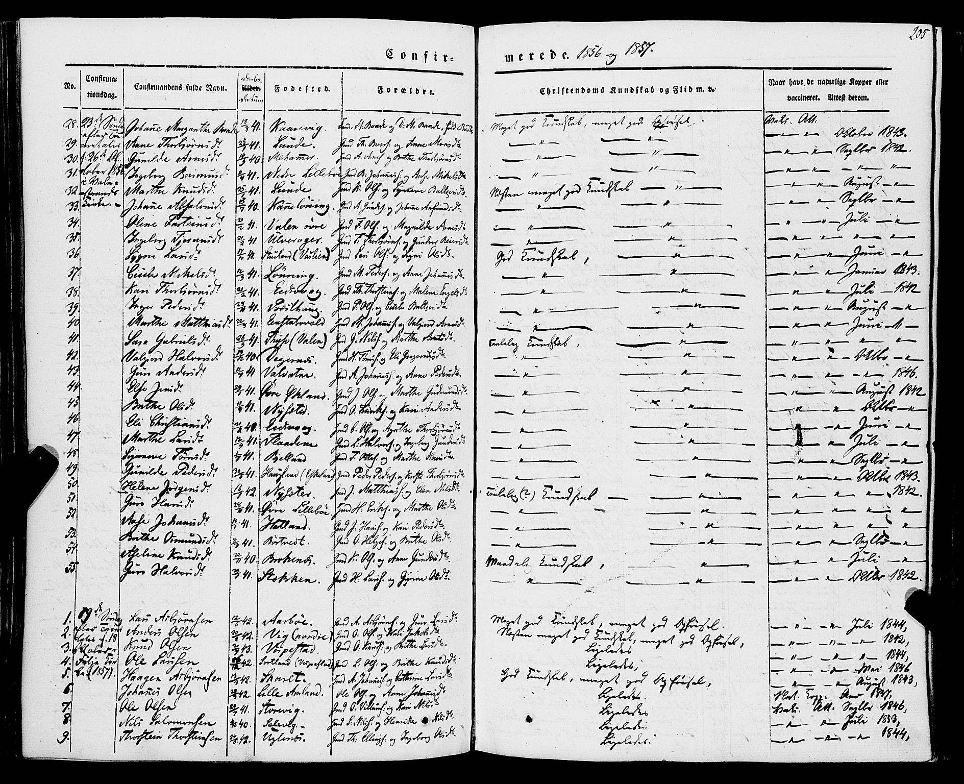 Stord sokneprestembete, AV/SAB-A-78201/H/Haa: Parish register (official) no. A 7, 1841-1861, p. 205