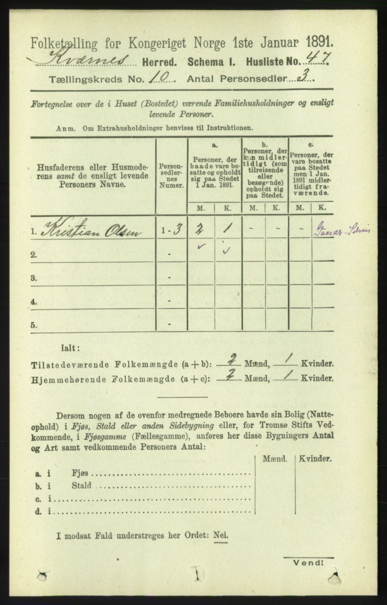 RA, 1891 census for 1553 Kvernes, 1891, p. 4316