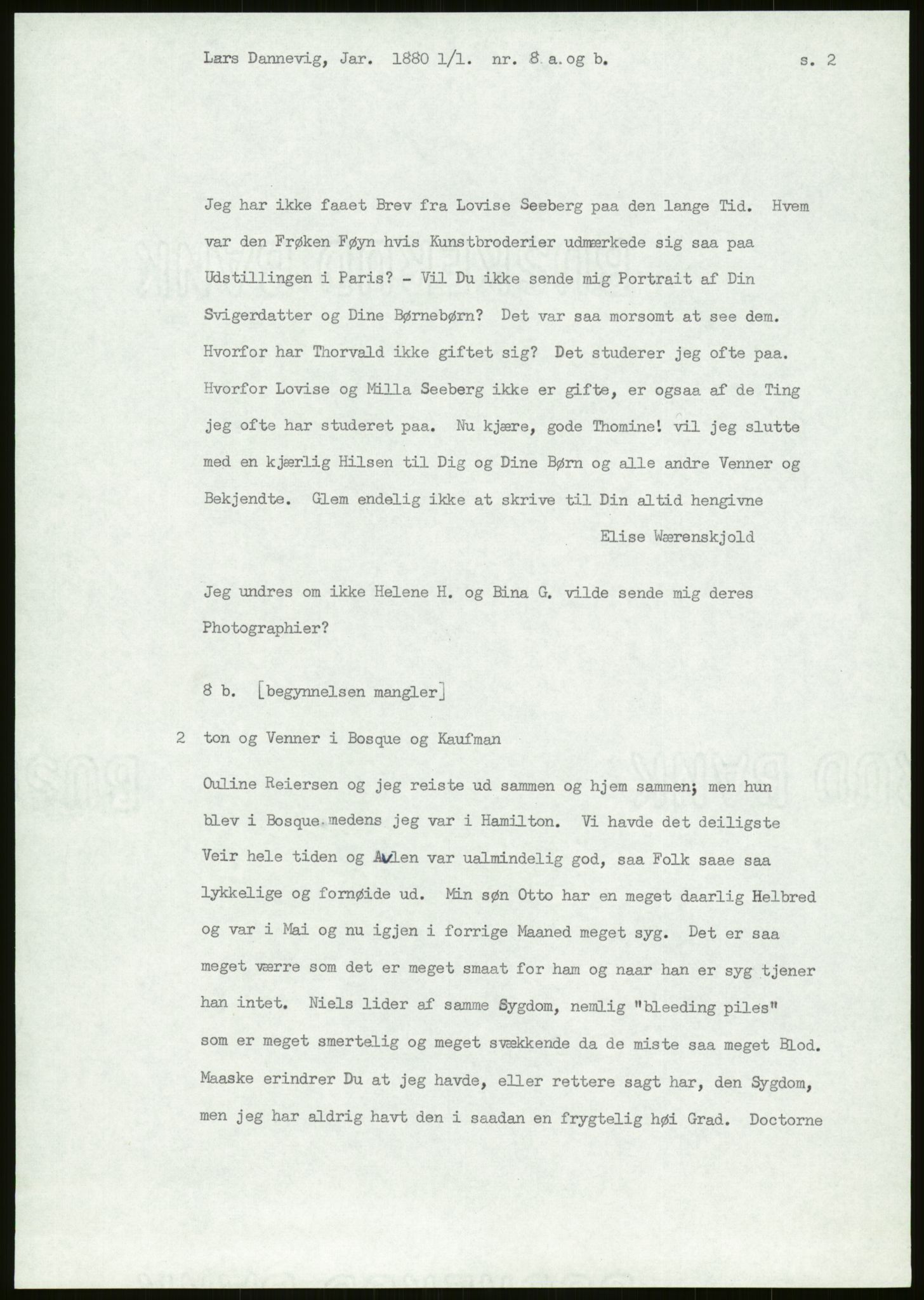 Samlinger til kildeutgivelse, Amerikabrevene, AV/RA-EA-4057/F/L0027: Innlån fra Aust-Agder: Dannevig - Valsgård, 1838-1914, p. 81