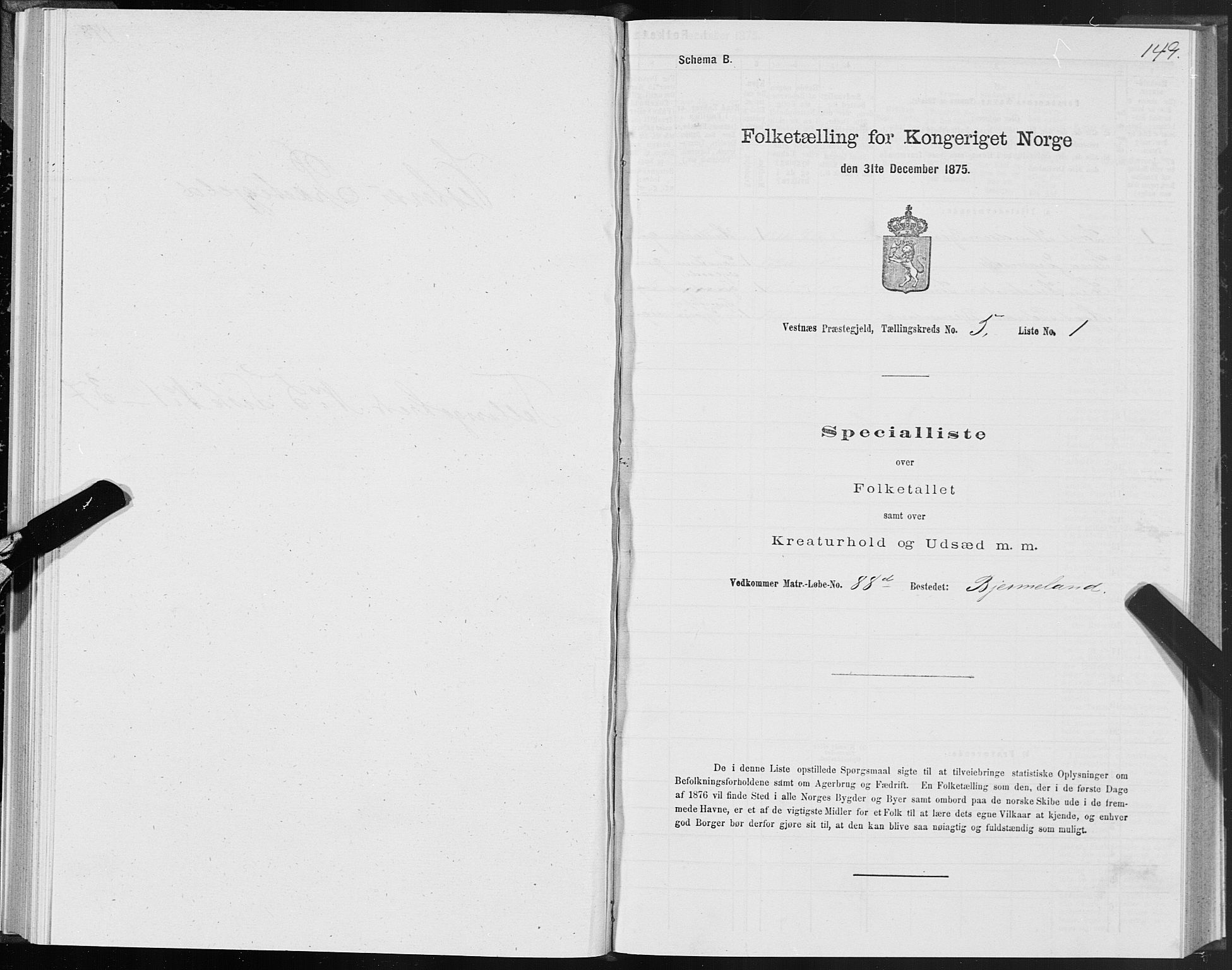 SAT, 1875 census for 1535P Vestnes, 1875, p. 2149