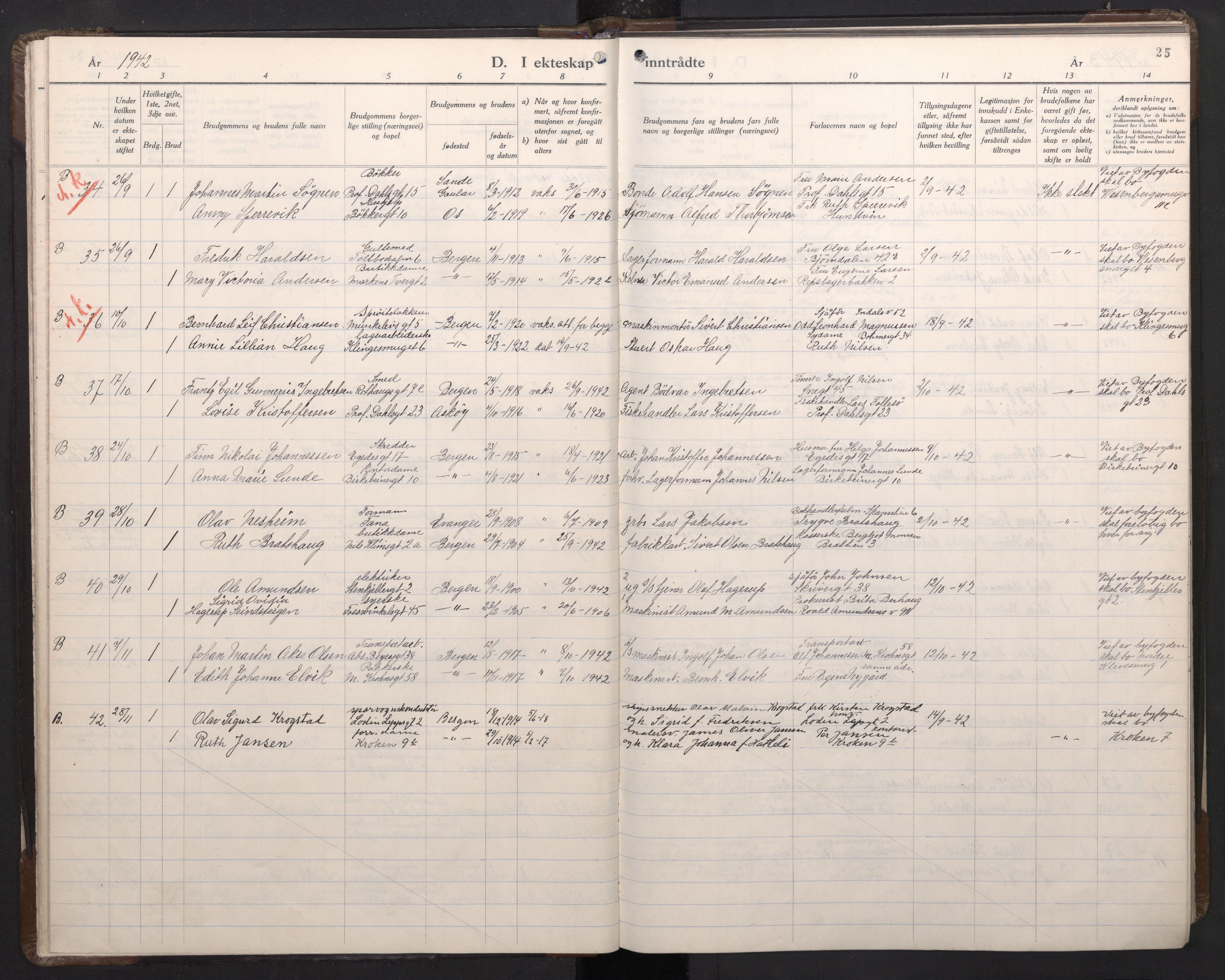 Mariakirken Sokneprestembete, AV/SAB-A-76901/H/Haa/L0019: Parish register (official) no. D 1, 1939-1963, p. 24b-25a