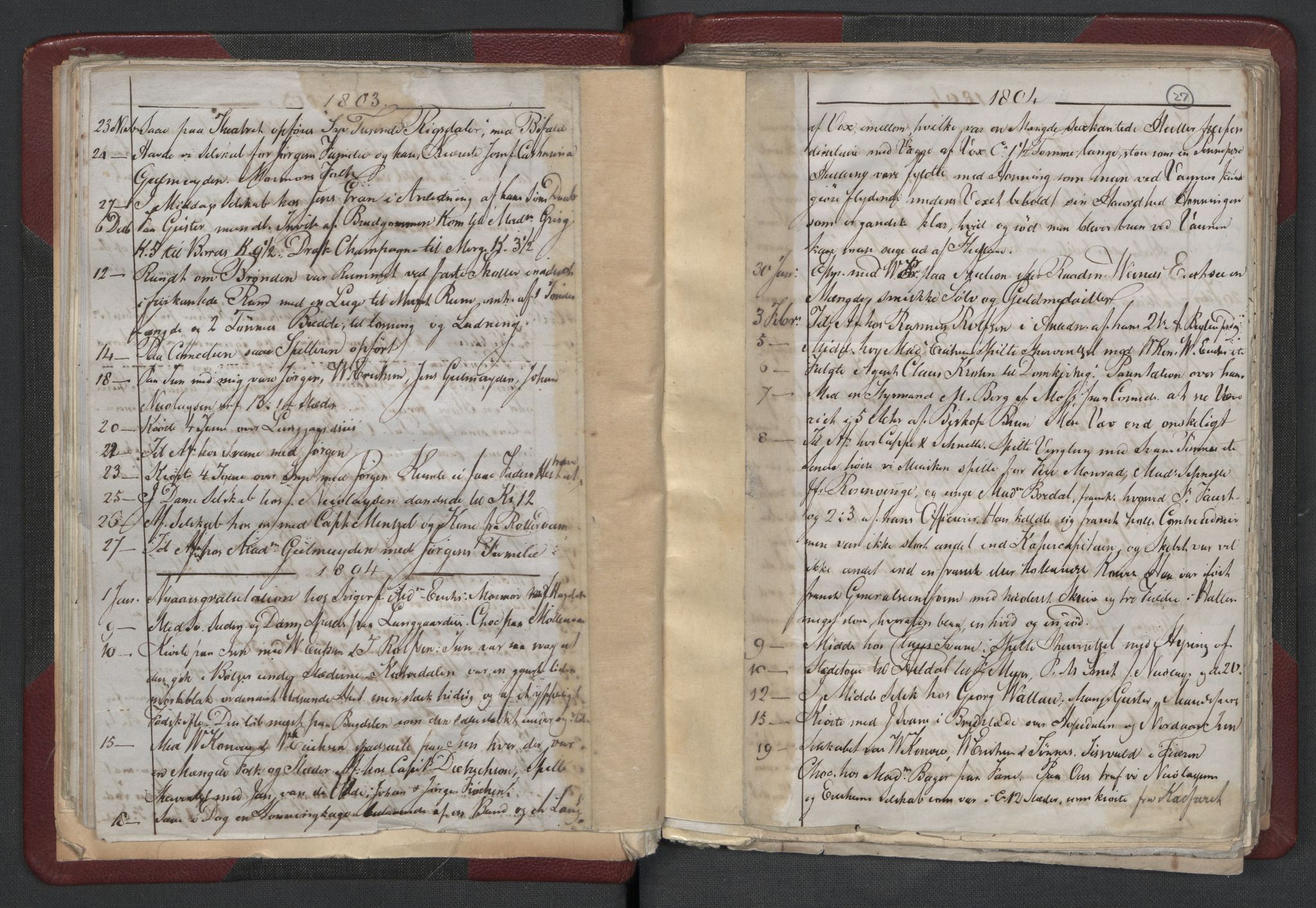 Meltzer, Fredrik, RA/PA-0028/F/L0001: Dagbok for årene 1796-1808, 1811, 1817, 1796-1817, p. 26b-27a