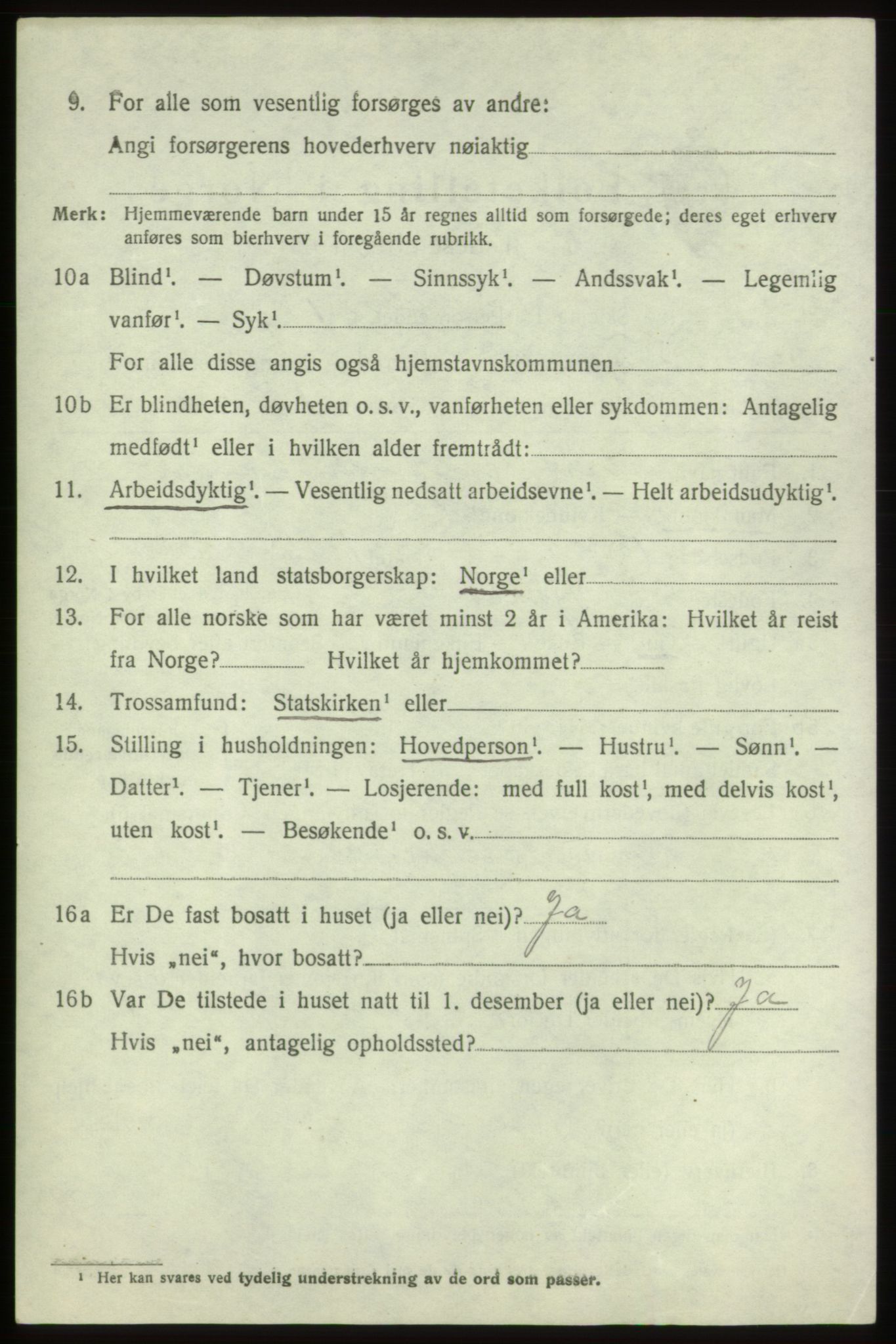 SAB, 1920 census for Tysnes, 1920, p. 1669