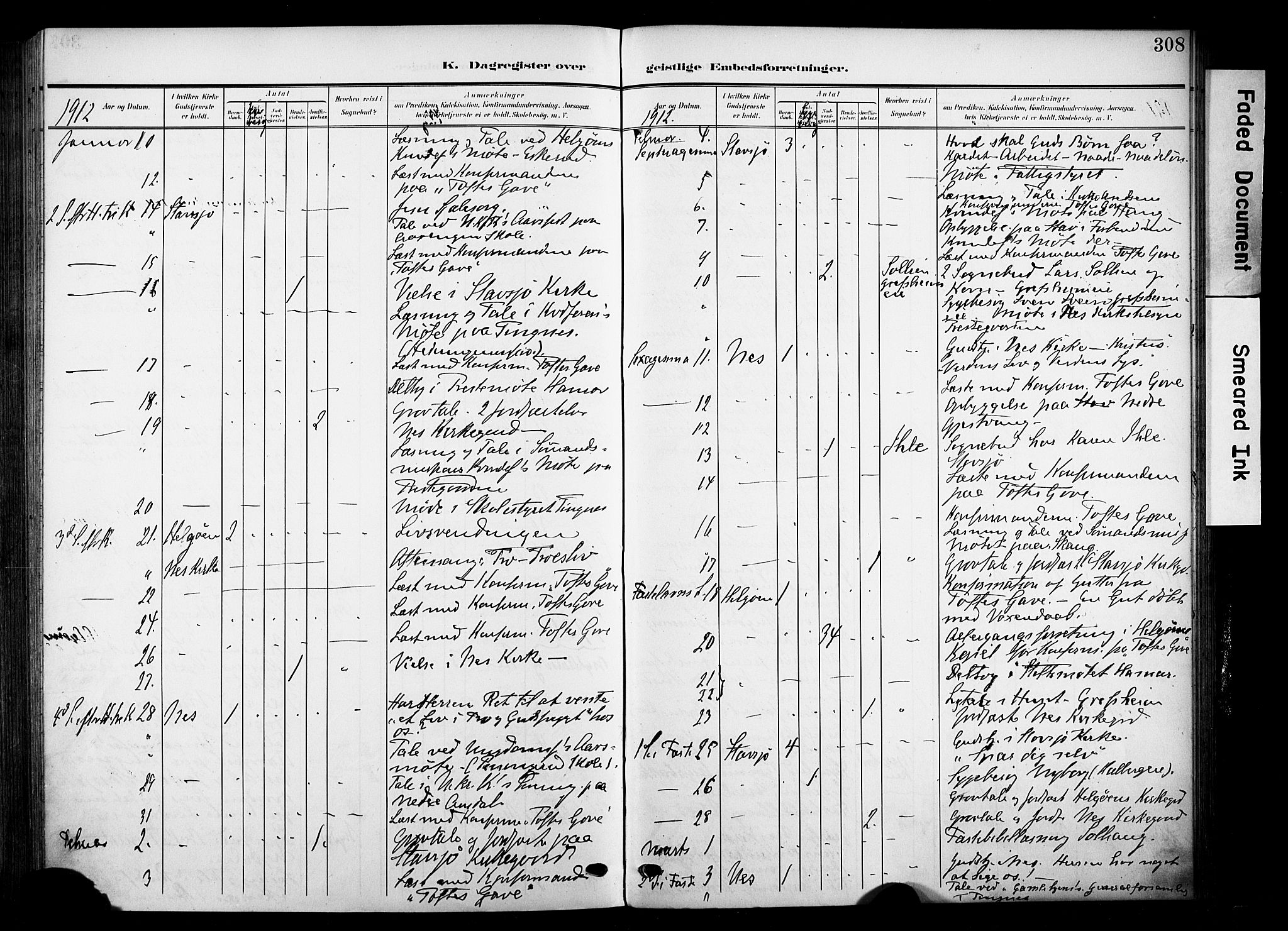 Nes prestekontor, Hedmark, SAH/PREST-020/K/Ka/L0014: Parish register (official) no. 14, 1906-1929, p. 308