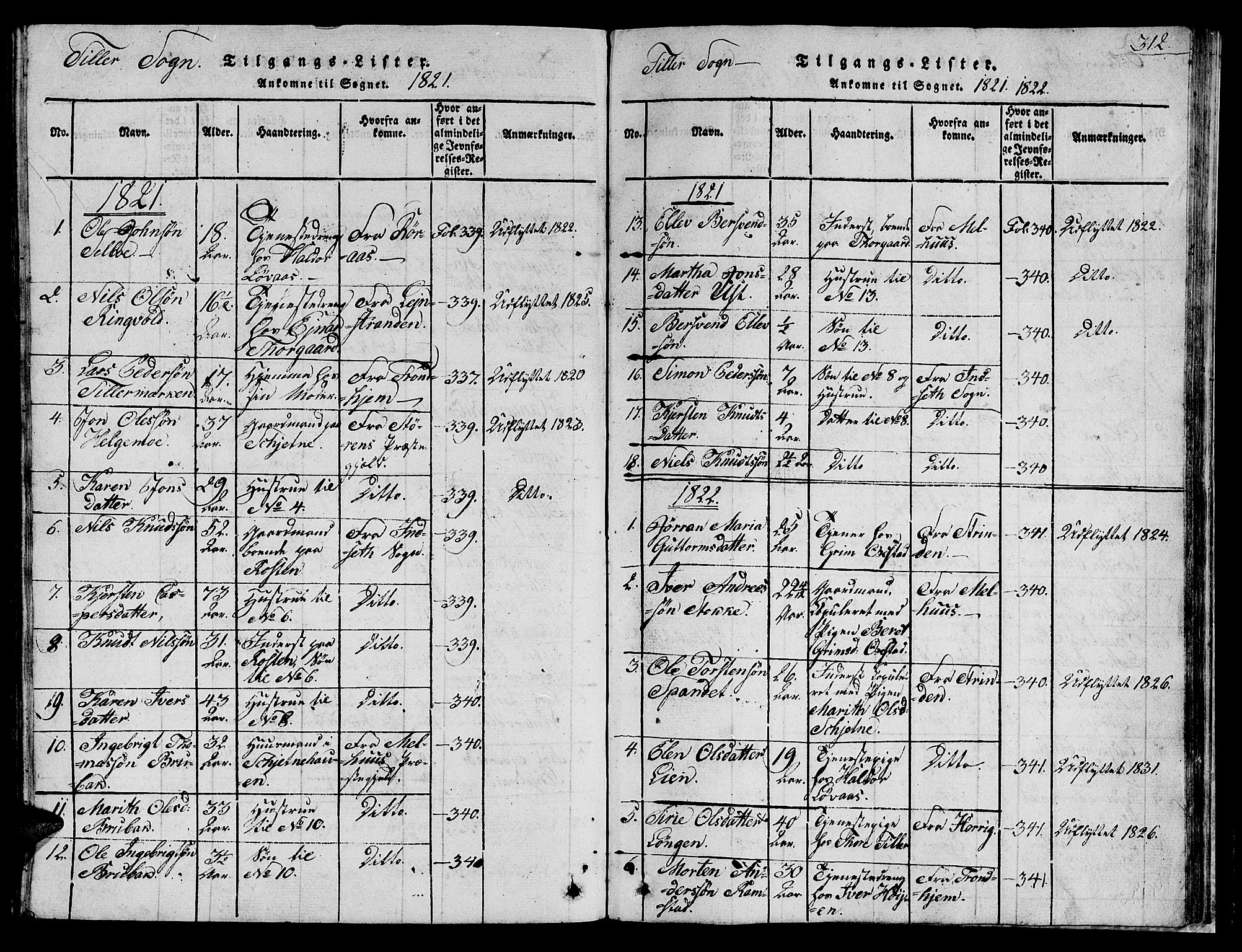 Ministerialprotokoller, klokkerbøker og fødselsregistre - Sør-Trøndelag, SAT/A-1456/621/L0458: Parish register (copy) no. 621C01, 1816-1865, p. 312