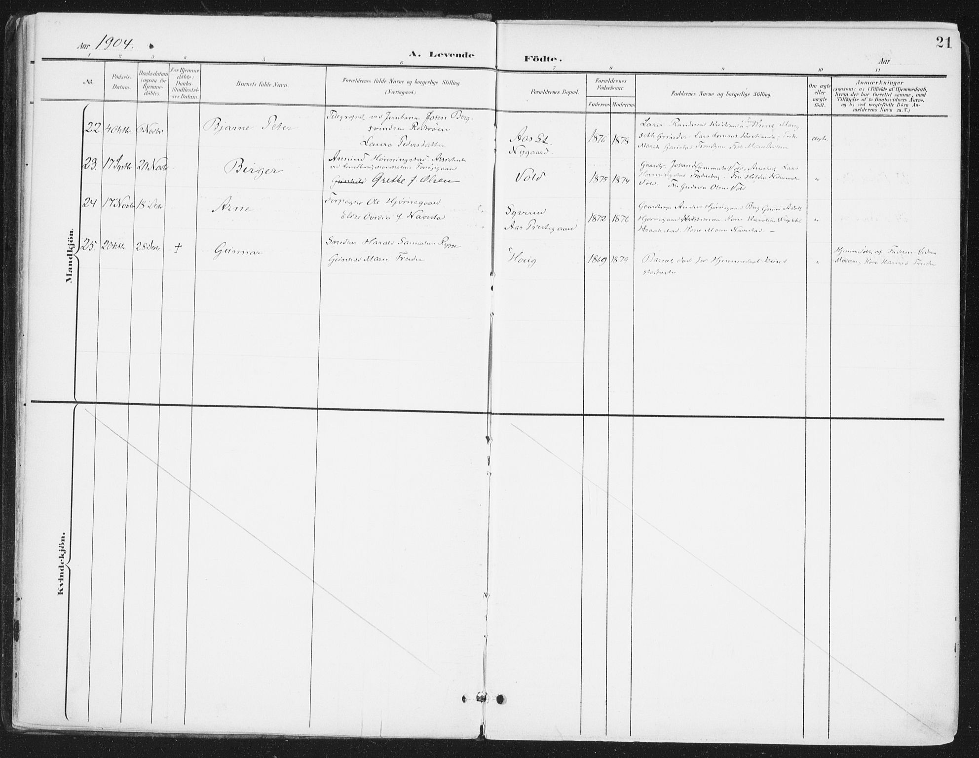 Ås prestekontor Kirkebøker, SAO/A-10894/F/Fa/L0010: Parish register (official) no. I 10, 1900-1918, p. 21