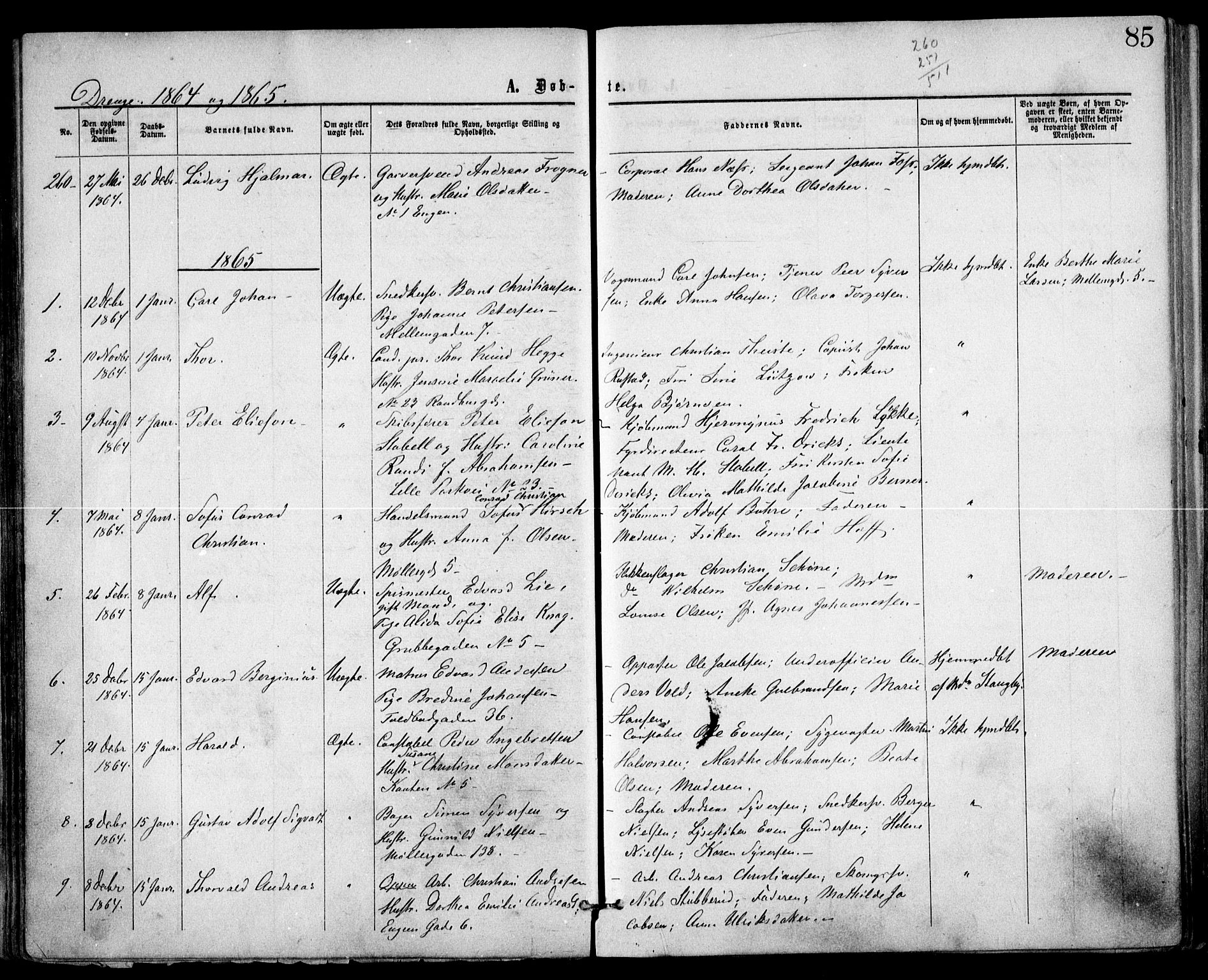 Trefoldighet prestekontor Kirkebøker, SAO/A-10882/F/Fa/L0002: Parish register (official) no. I 2, 1863-1870, p. 85