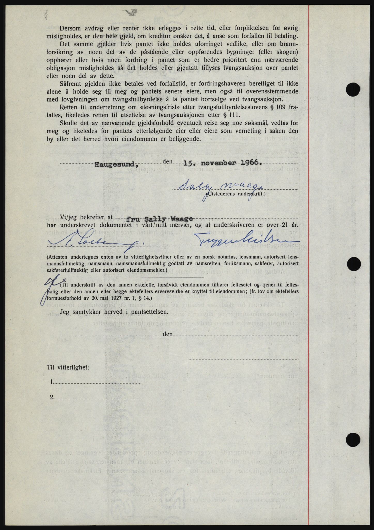 Haugesund tingrett, SAST/A-101415/01/II/IIC/L0056: Mortgage book no. B 56, 1966-1967, Diary no: : 2496/1966