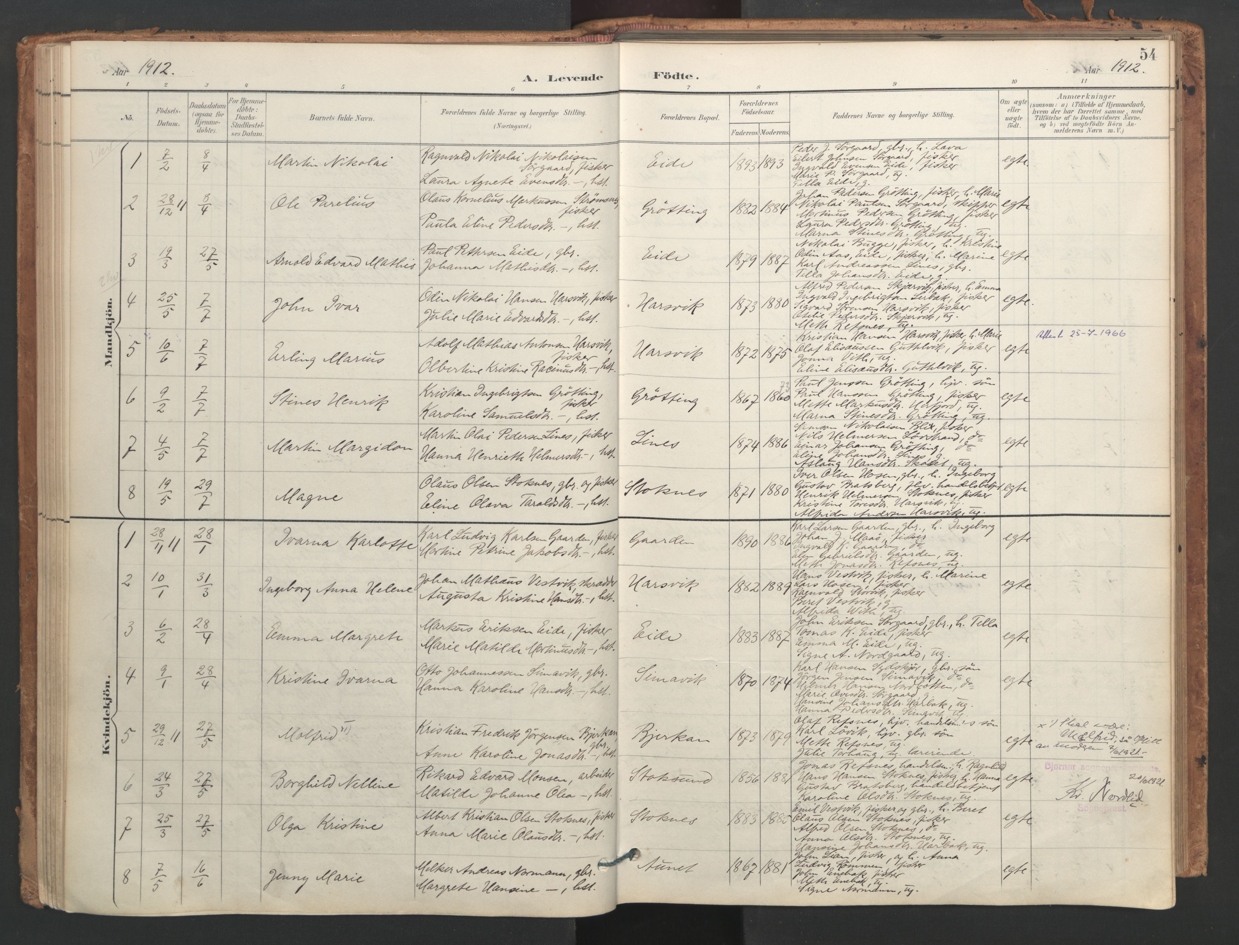 Ministerialprotokoller, klokkerbøker og fødselsregistre - Sør-Trøndelag, SAT/A-1456/656/L0693: Parish register (official) no. 656A02, 1894-1913, p. 54