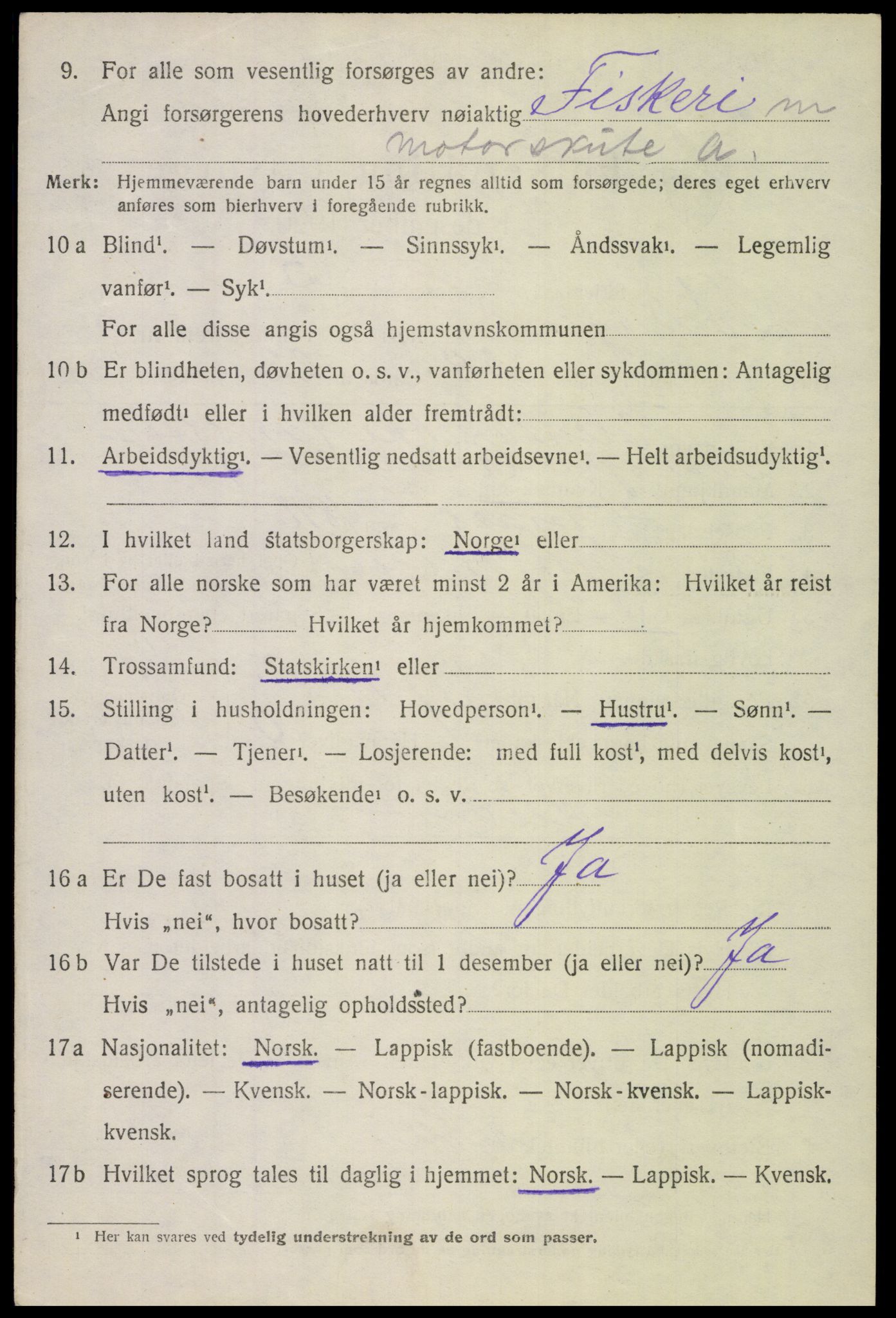 SAT, 1920 census for Lødingen, 1920, p. 3450