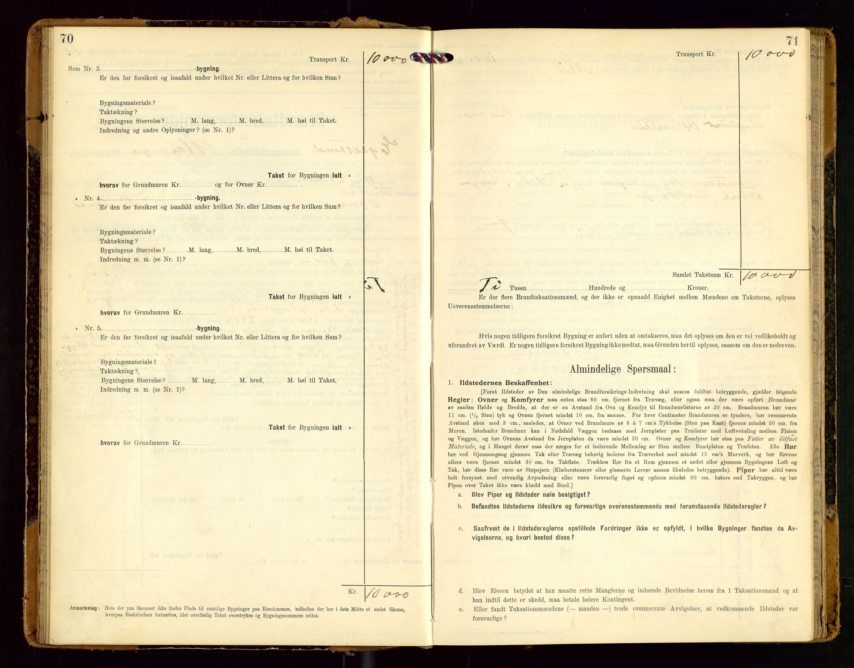 Eigersund lensmannskontor, SAST/A-100171/Gob/L0002: "Brandtakstprotokol", 1910-1916, p. 70-71